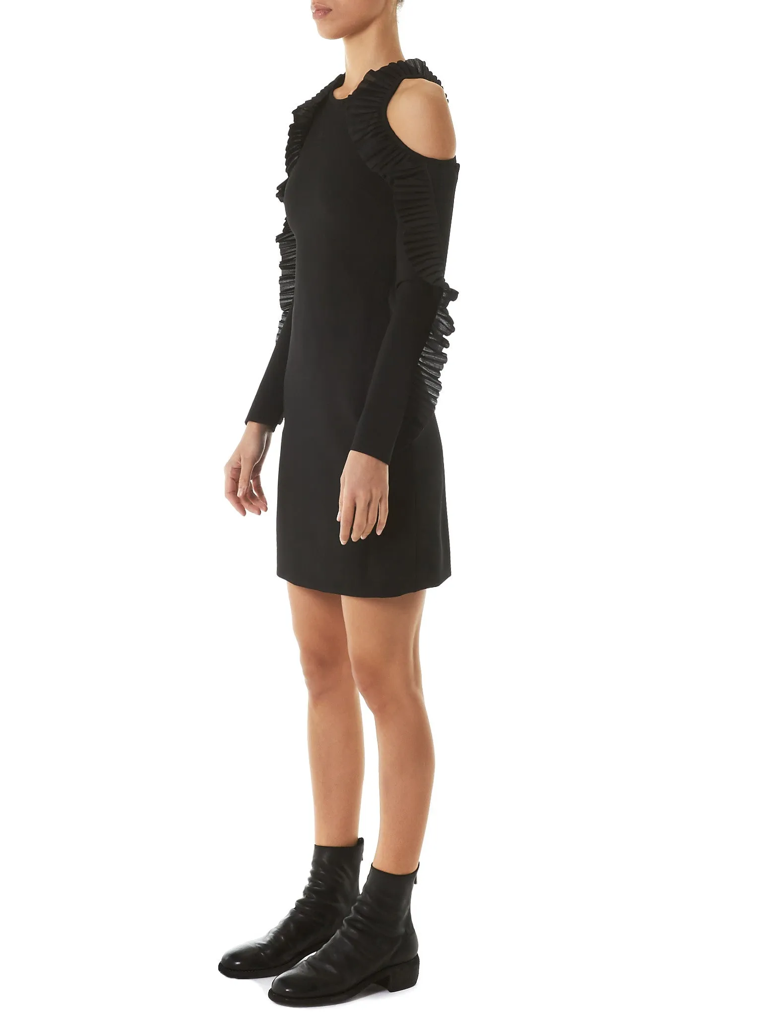 Open-Shoulder Ruffled Dress (DK51D-BLACK) sold by lorenzo product image thumbnail 2