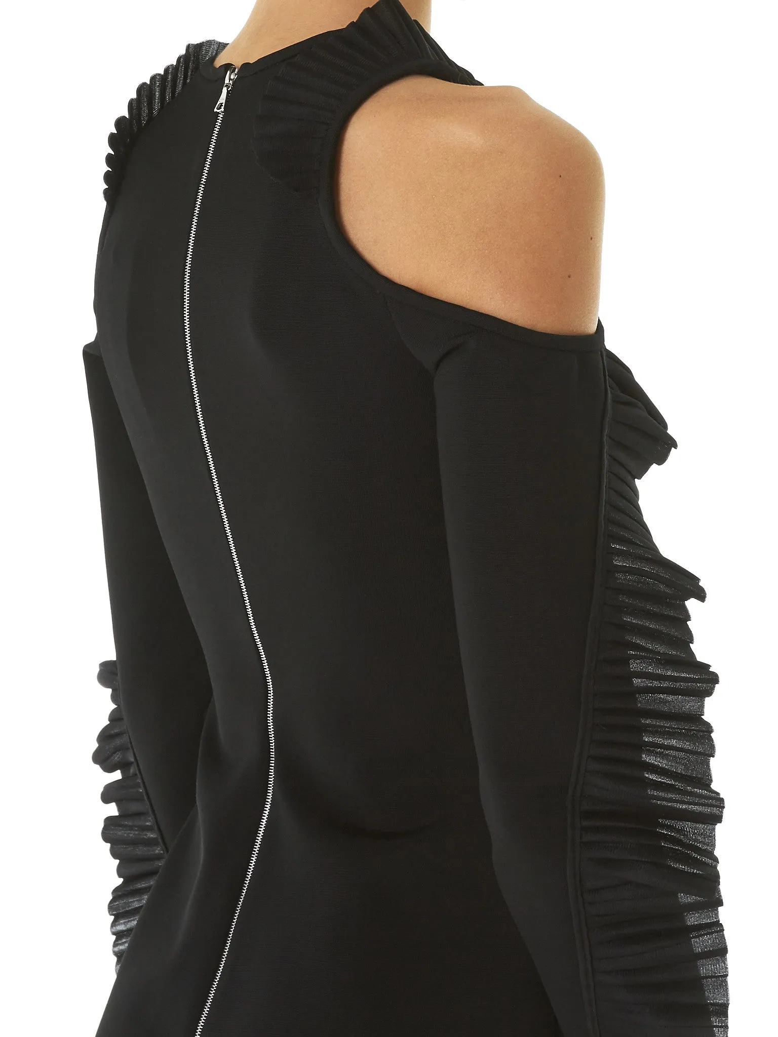 Open-Shoulder Ruffled Dress (DK51D-BLACK) sold by lorenzo product image thumbnail 4