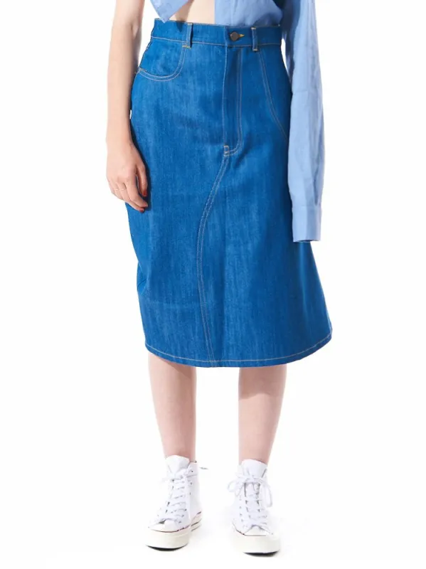 Single Flare Denim Skirt (OTBSKI012 TRUE BLUE) sold by lorenzo