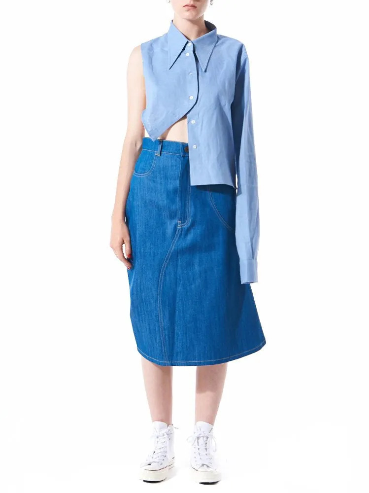 Single Flare Denim Skirt (OTBSKI012 TRUE BLUE) sold by lorenzo product image thumbnail 3