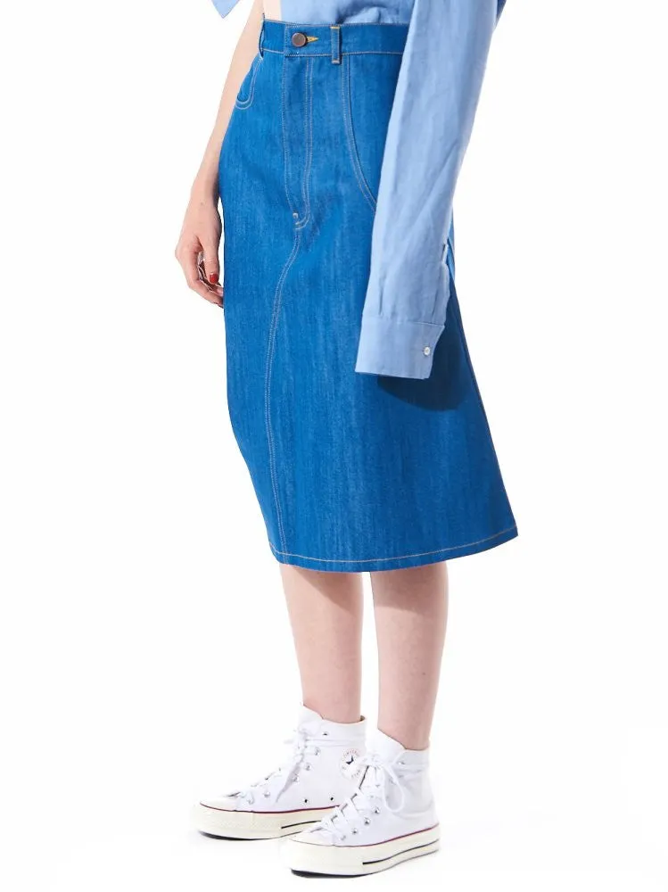 Single Flare Denim Skirt (OTBSKI012 TRUE BLUE) sold by lorenzo product image thumbnail 4