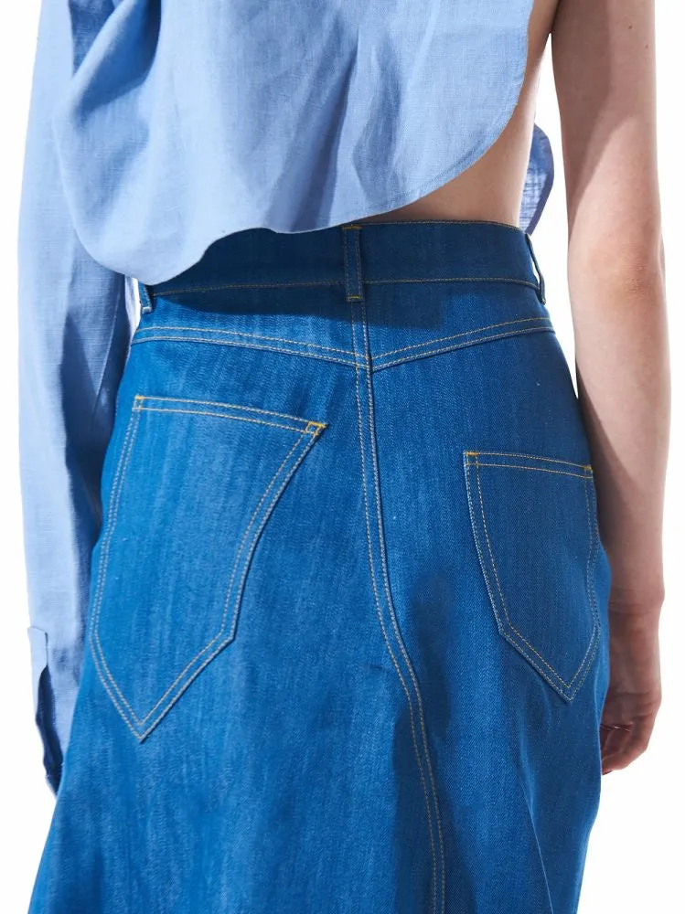 Single Flare Denim Skirt (OTBSKI012 TRUE BLUE) sold by lorenzo product image thumbnail 5