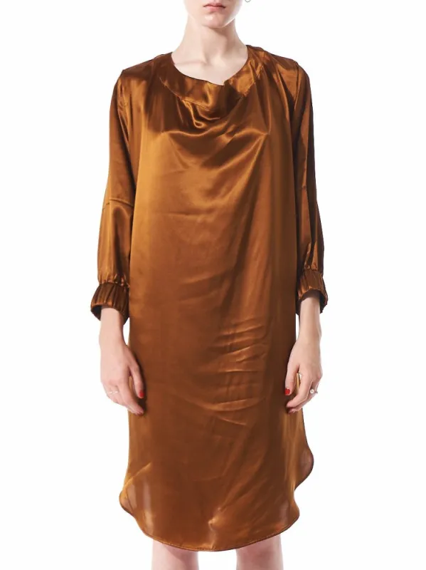 Cowl Neck Silk Dress (DOPIUM S BROWN) sold by lorenzo