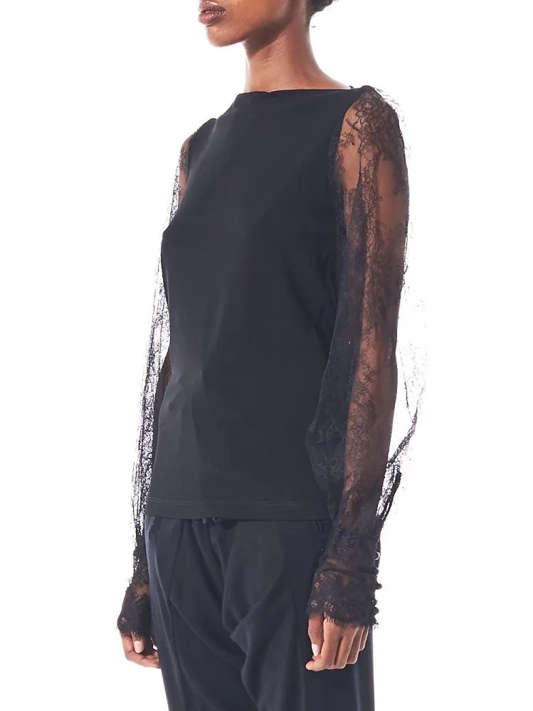 Lace Sleeve Top (S188 S88 999/BLACK) sold by lorenzo product image thumbnail 3