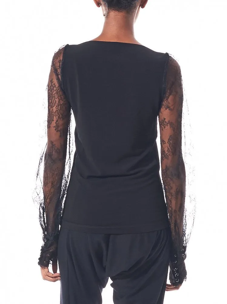 Lace Sleeve Top (S188 S88 999/BLACK) sold by lorenzo product image thumbnail 4