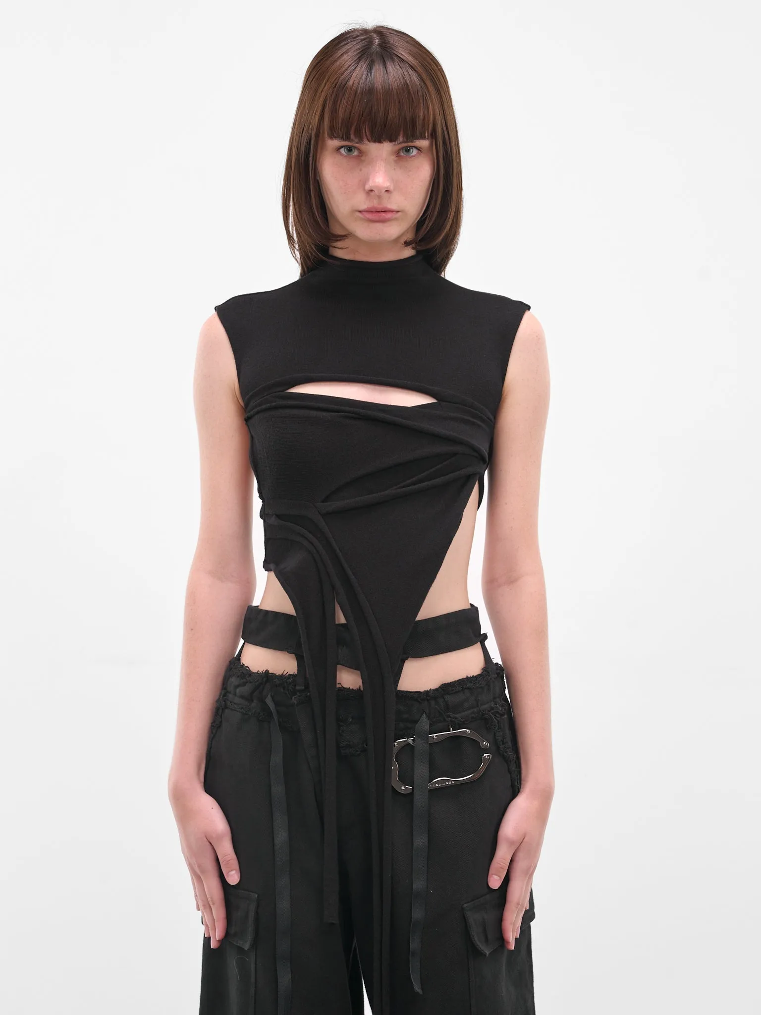 Black Cut-Out Deconstructed Tank (10710570701-BLACK-PRINT) sold by lorenzo