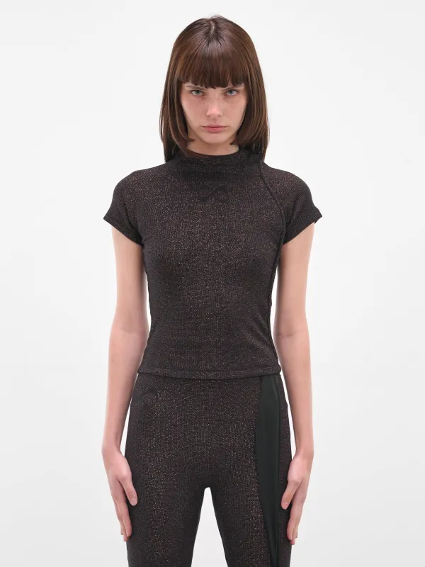 Black Deconstructed Rib Lurex Top (10410080408-BLACK) sold by lorenzo