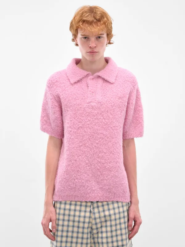 Pink Alpaca-Wool Knit Polo (ERL11N009-PINK) sold by lorenzo
