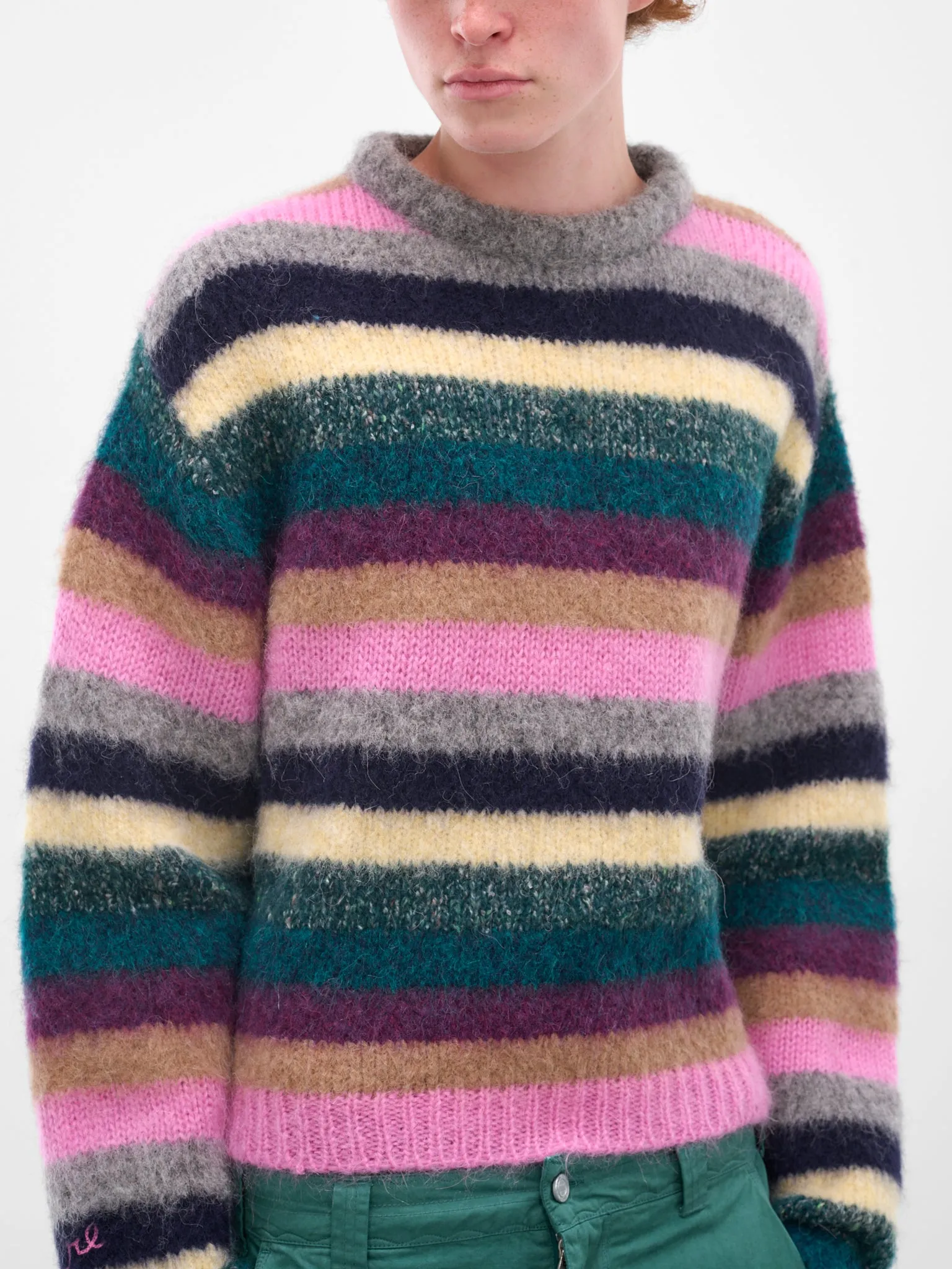 Multi-Color Stripe Alpaca Sweater (ERL11N002-MULTI) sold by lorenzo product image thumbnail 5