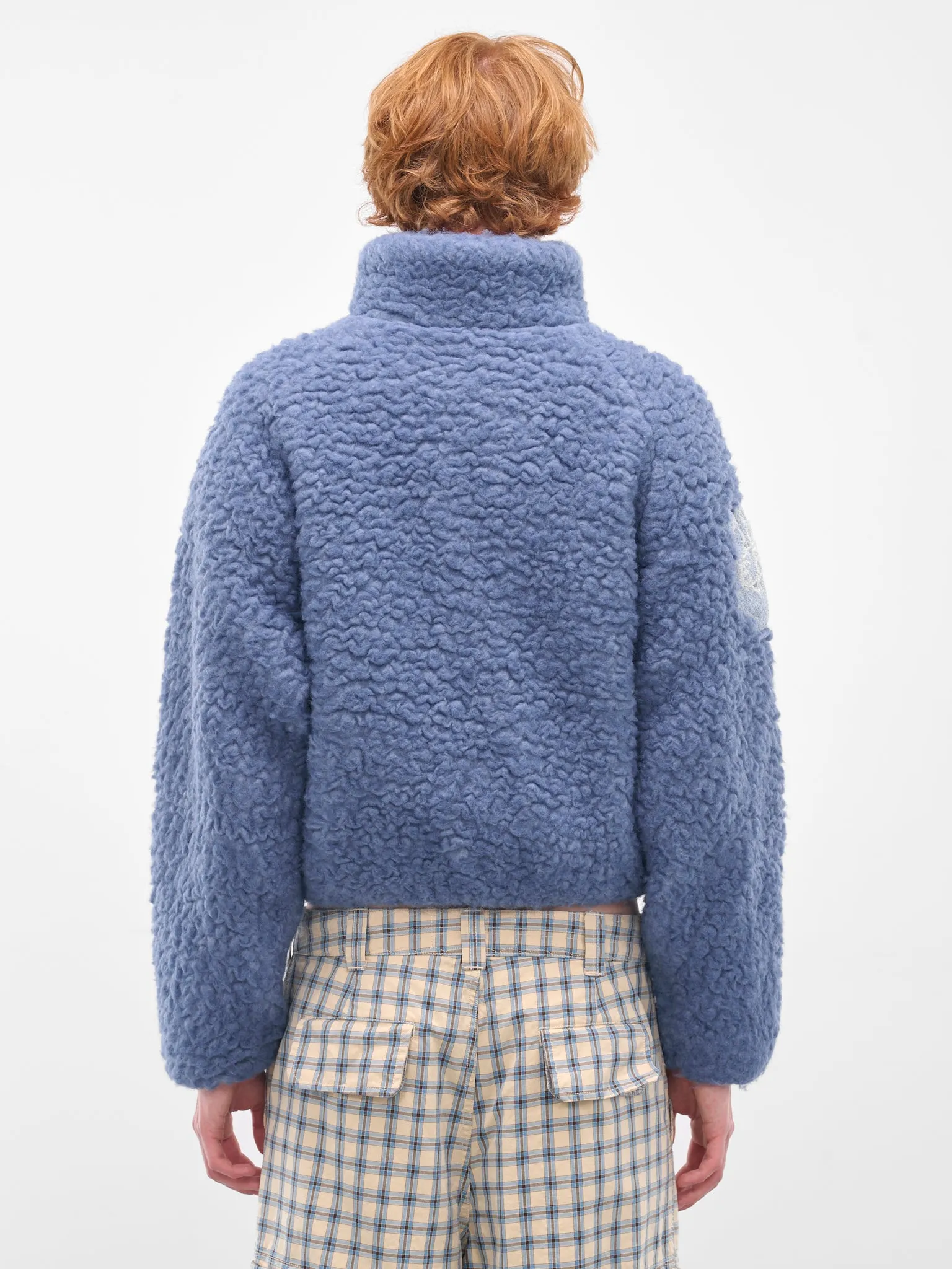 Blue Oversized Varsity Shearling Jacket (ERL11J004-BLUE) sold by lorenzo product image thumbnail 3