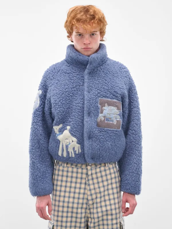 Blue Oversized Varsity Shearling Jacket (ERL11J004-BLUE) made by ERL