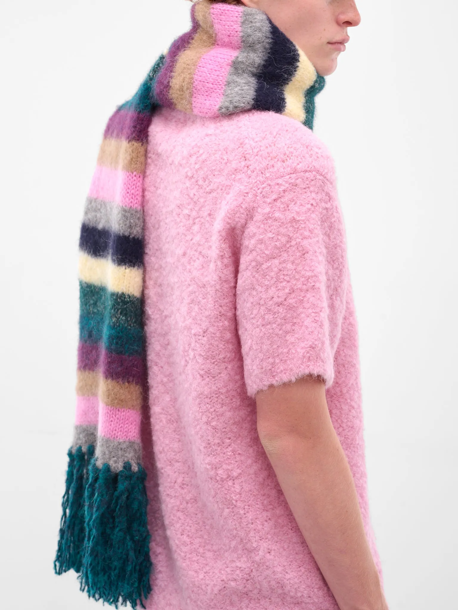 Multi-Color Striped Alpaca Scarf (ERL11K102-MULTI) sold by lorenzo product image thumbnail 4