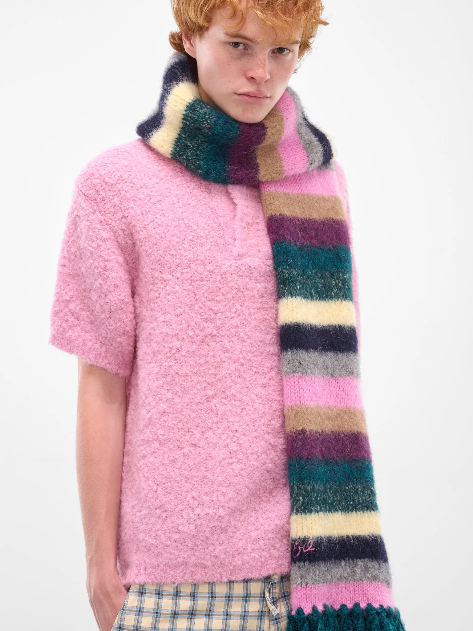 Multi-Color Striped Alpaca Scarf (ERL11K102-MULTI) sold by lorenzo product image thumbnail 5