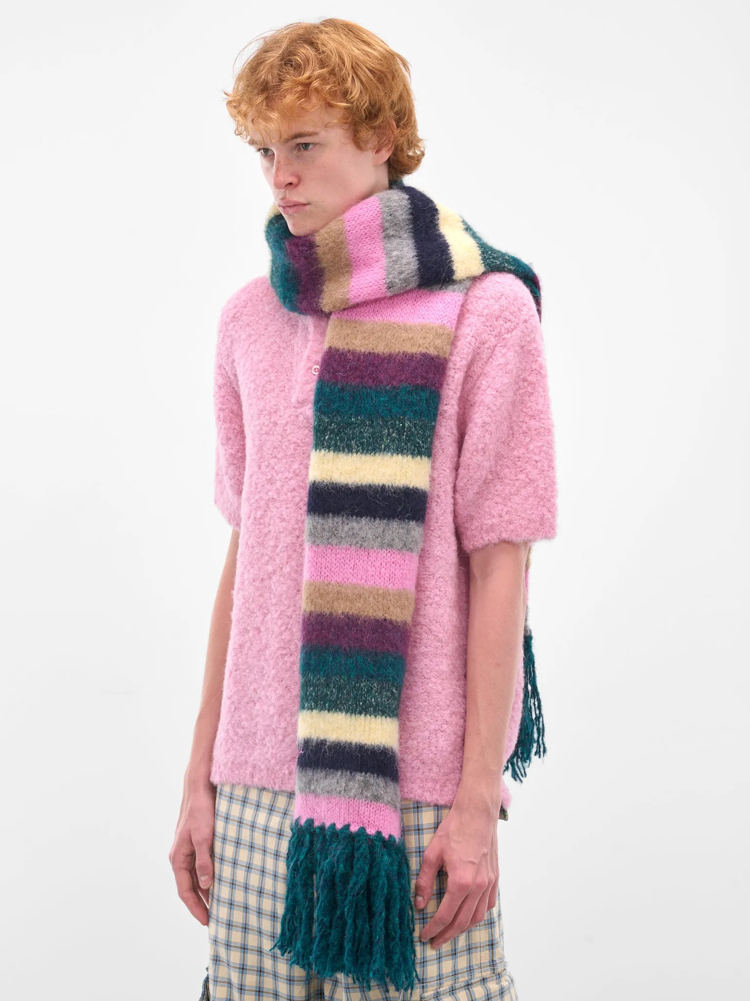 Multi-Color Striped Alpaca Scarf (ERL11K102-MULTI) sold by lorenzo product image thumbnail 2
