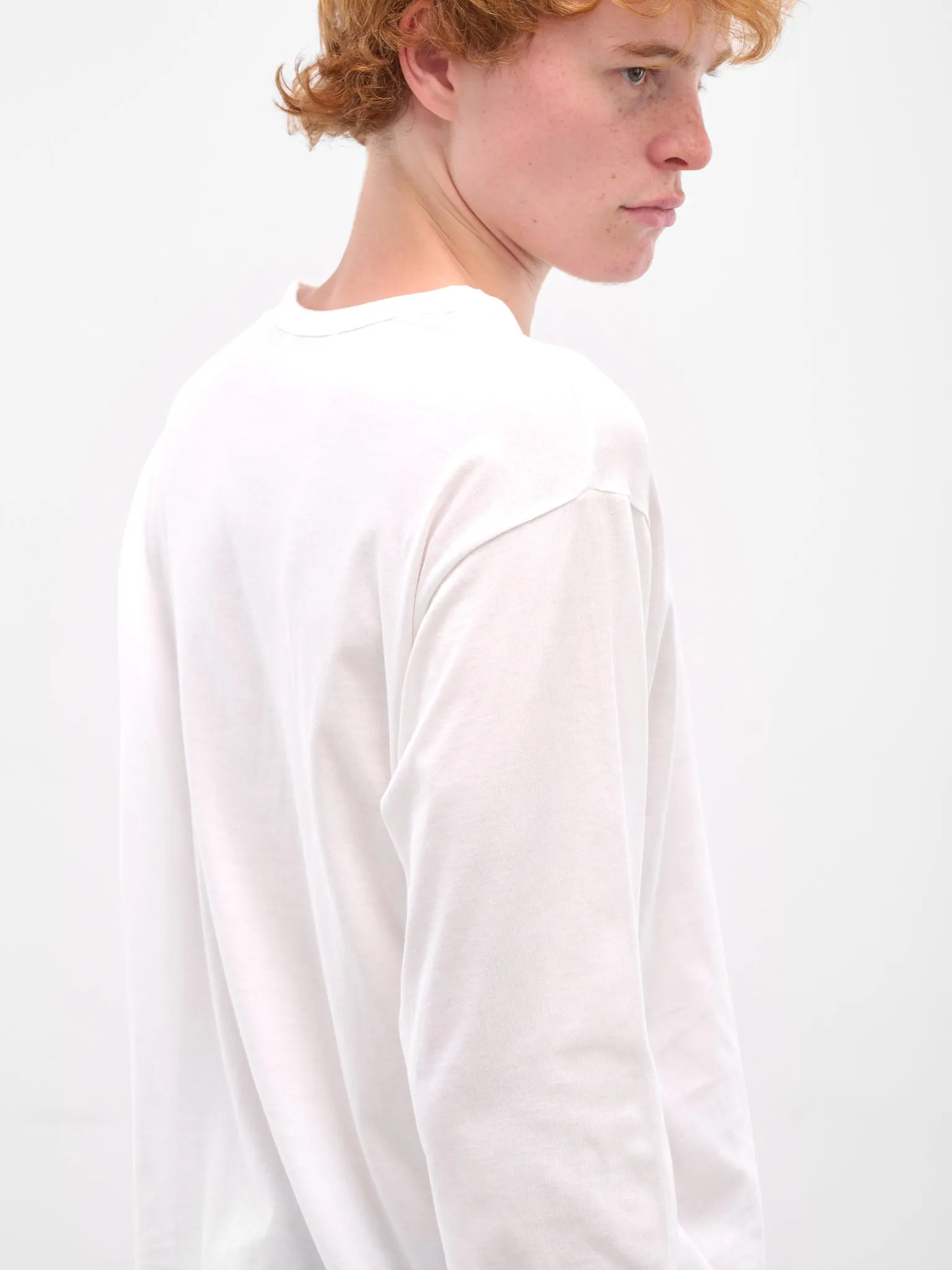 White Crewneck Long Sleeve Tee (HL-T03-070-OFF-WHITE) sold by lorenzo product image thumbnail 4