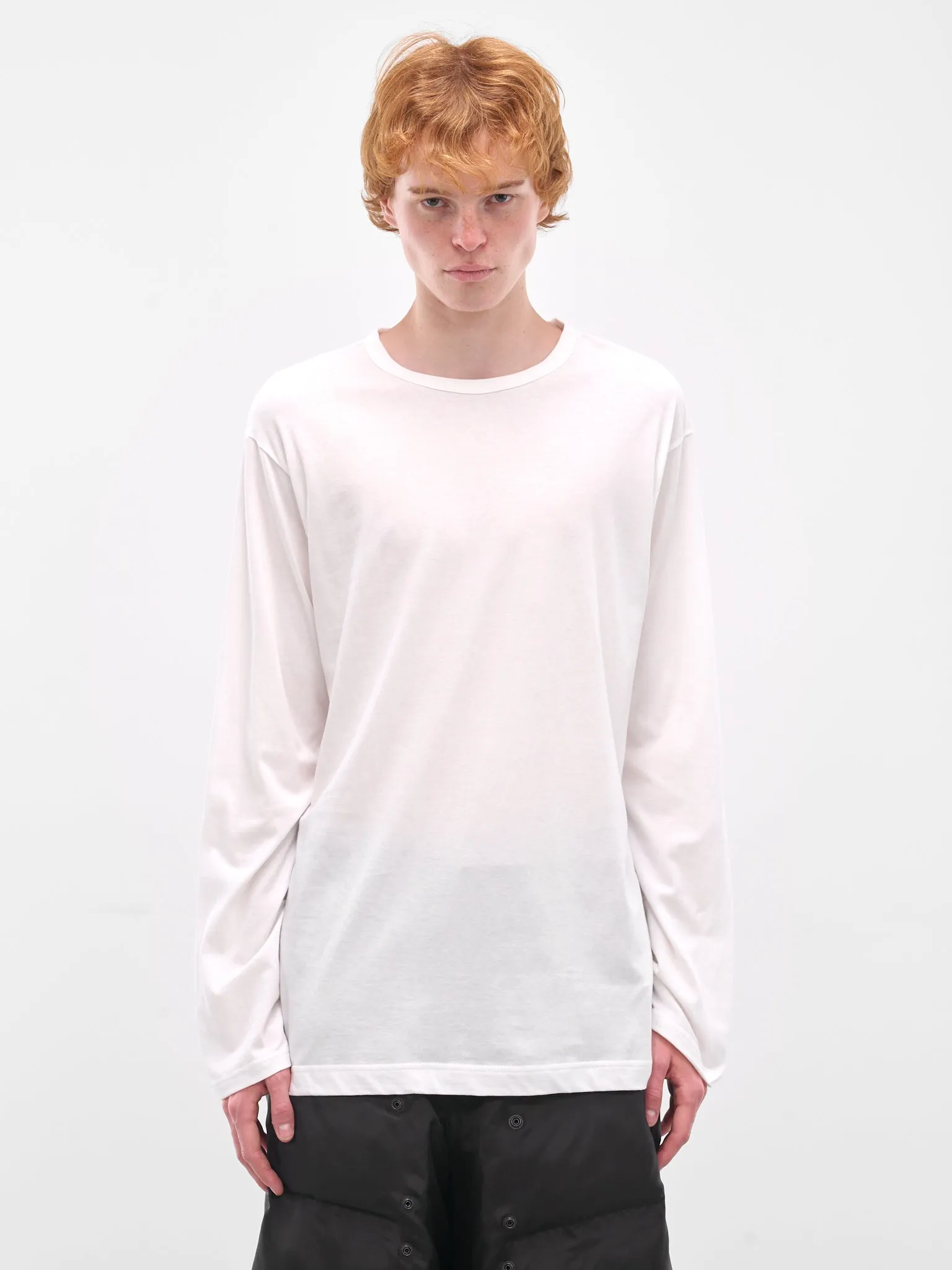 White Crewneck Long Sleeve Tee (HL-T03-070-OFF-WHITE) sold by lorenzo