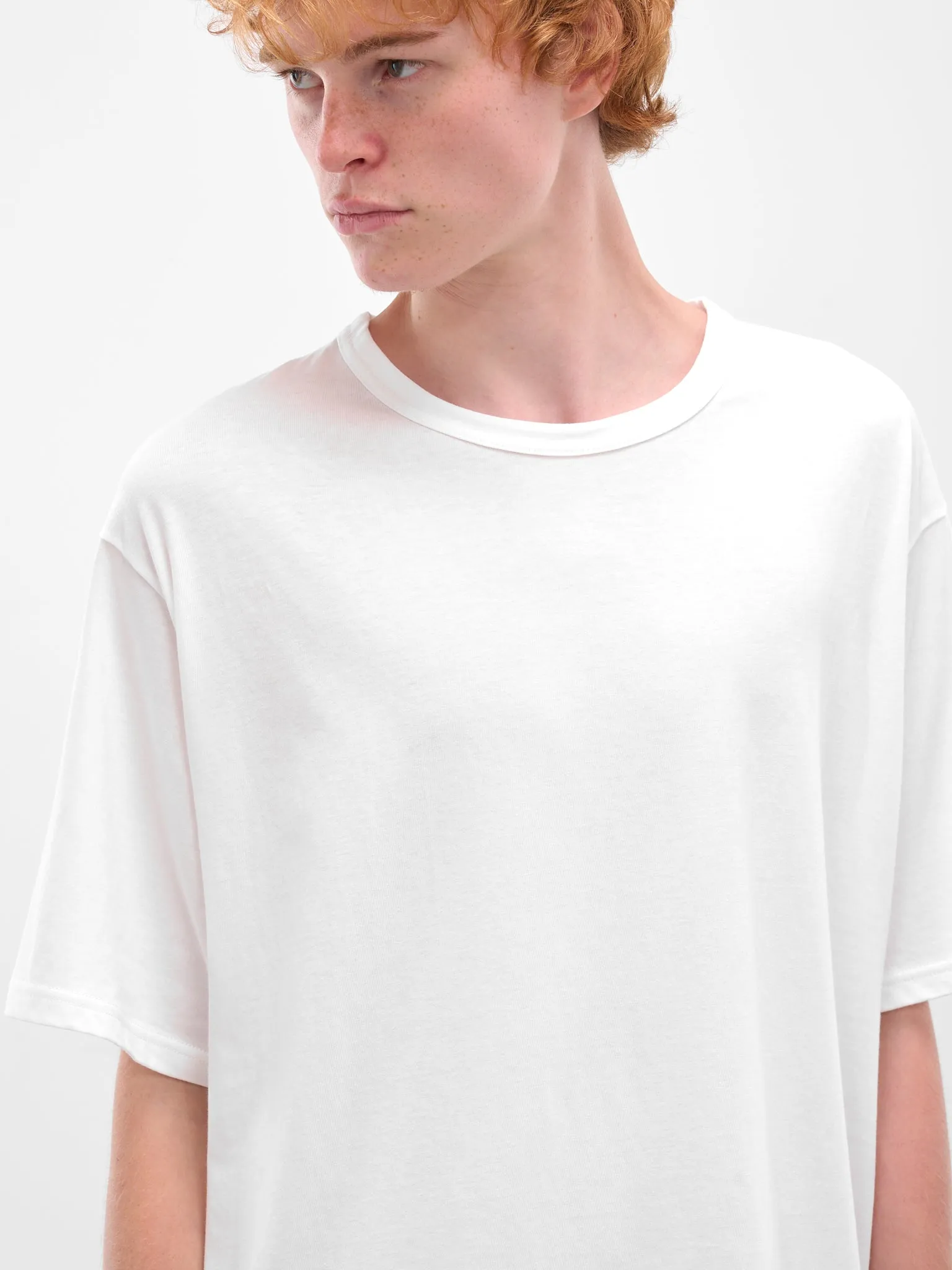 White Crewneck Tee (HL-T02-070-OFF-WHITE) sold by lorenzo product image thumbnail 5