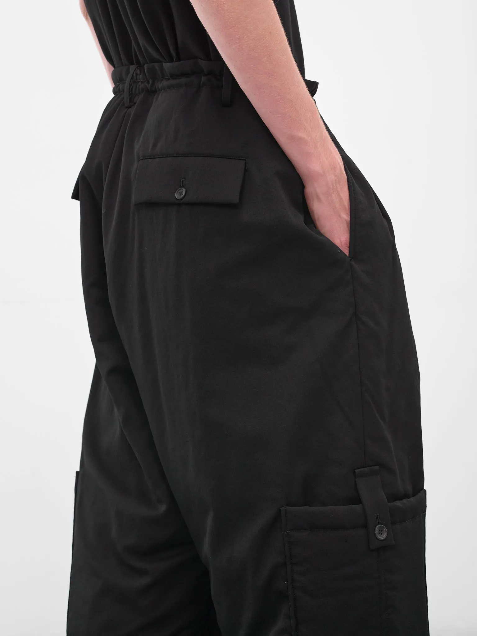 Black Relaxed Drawstring Trousers (HL-P35-835-BLACK) sold by lorenzo product image thumbnail 4