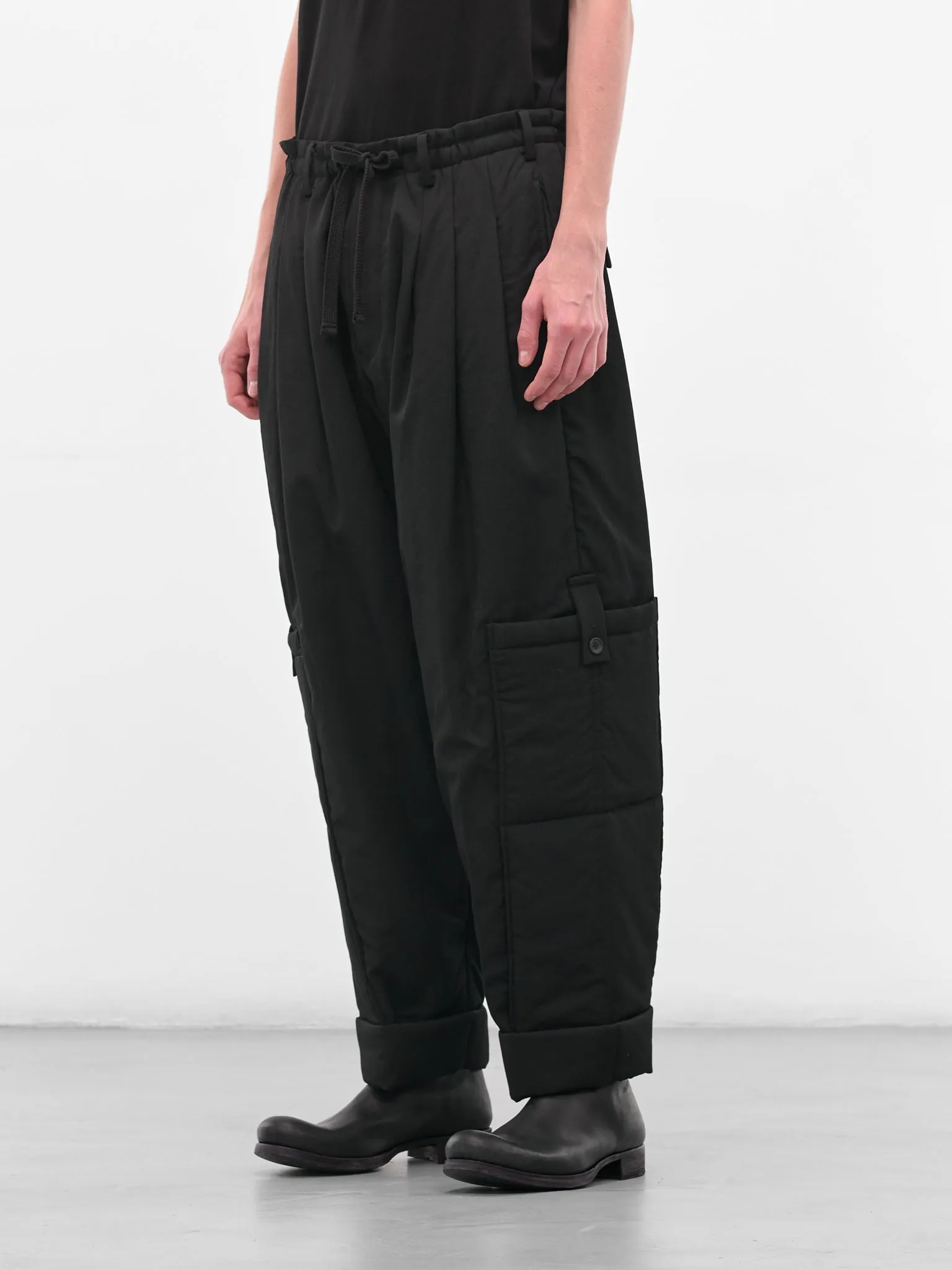 Black Relaxed Drawstring Trousers (HL-P35-835-BLACK) sold by lorenzo product image thumbnail 2