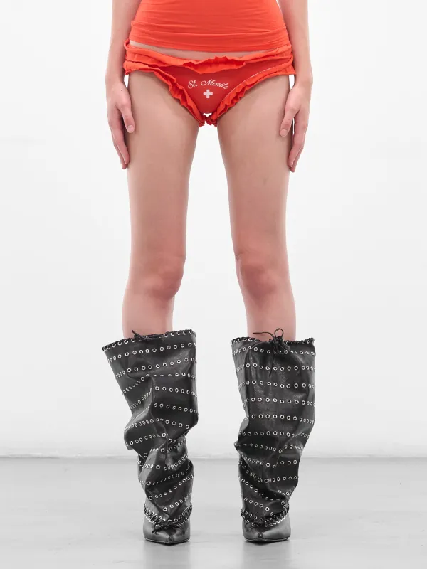 Orange 'St Moritz' Ruffle Panties (ST-MORITZ-PANTIES-ORANGE( sold by lorenzo