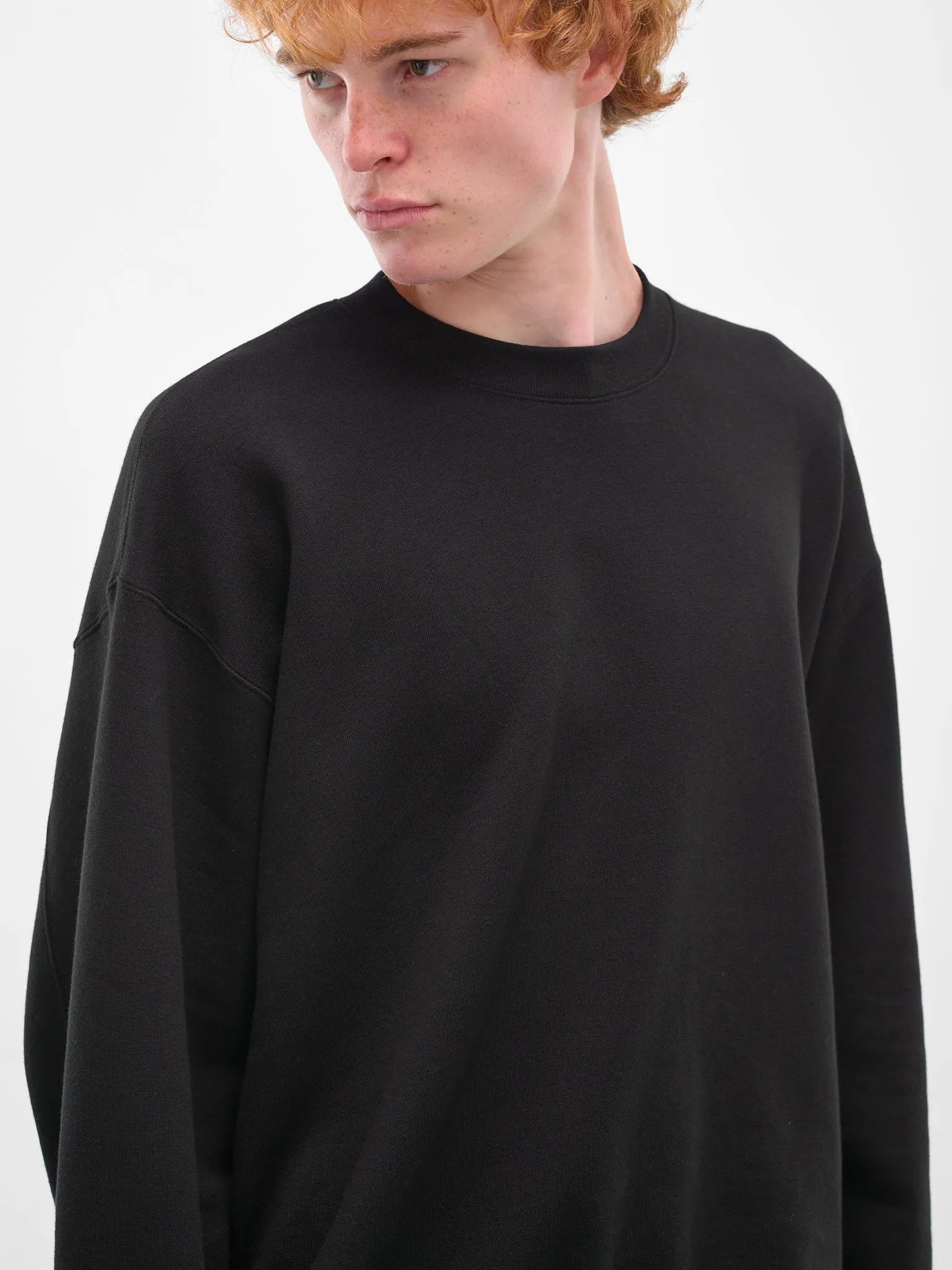 Black Cotton-Yak Crewneck Sweater (ST-1286-BLACK) sold by lorenzo product image thumbnail 4