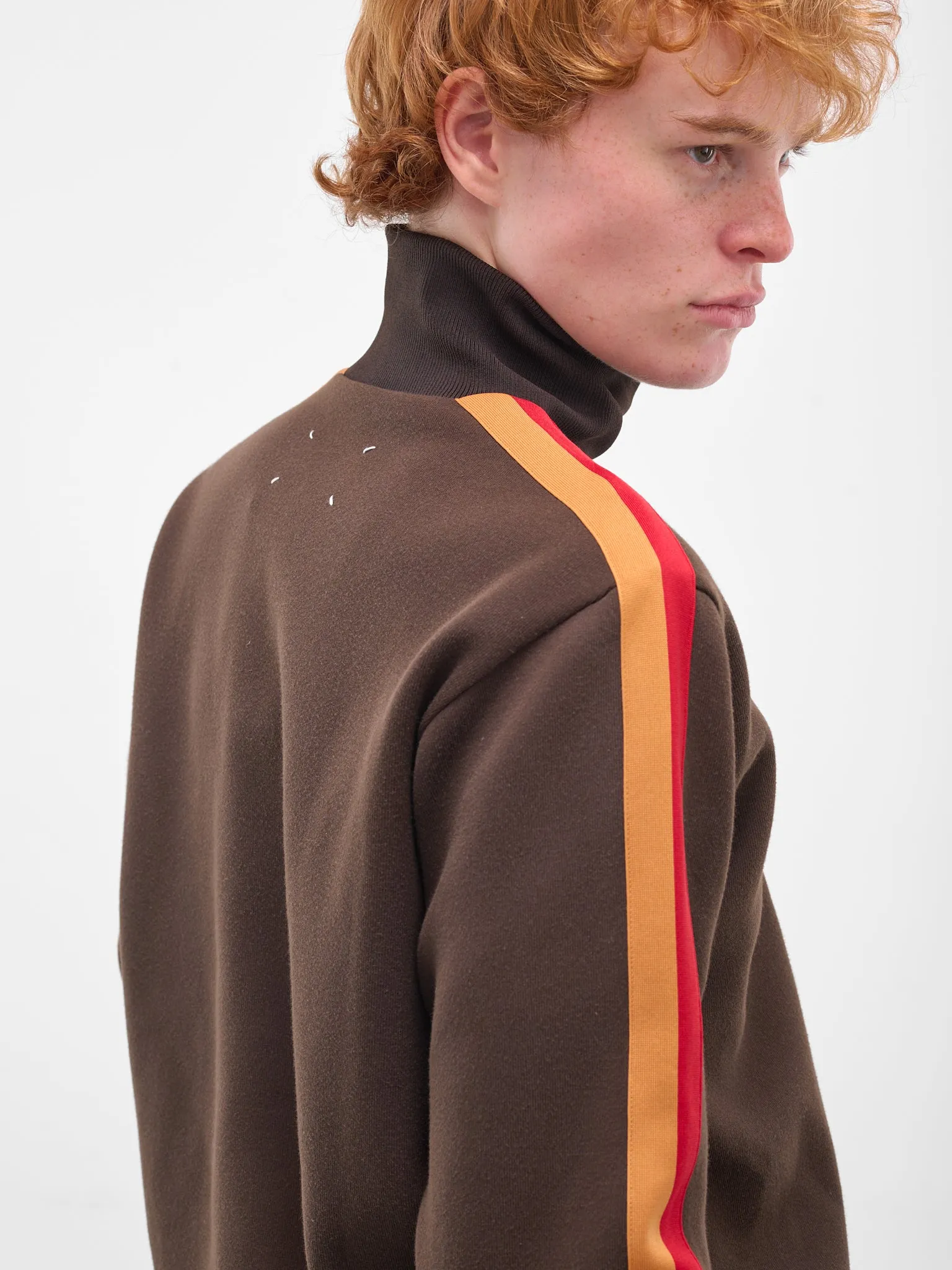 Striped Turtlneck Zip Sweater (S50GU0244-M20131-143-BROWN) sold by lorenzo product image thumbnail 5