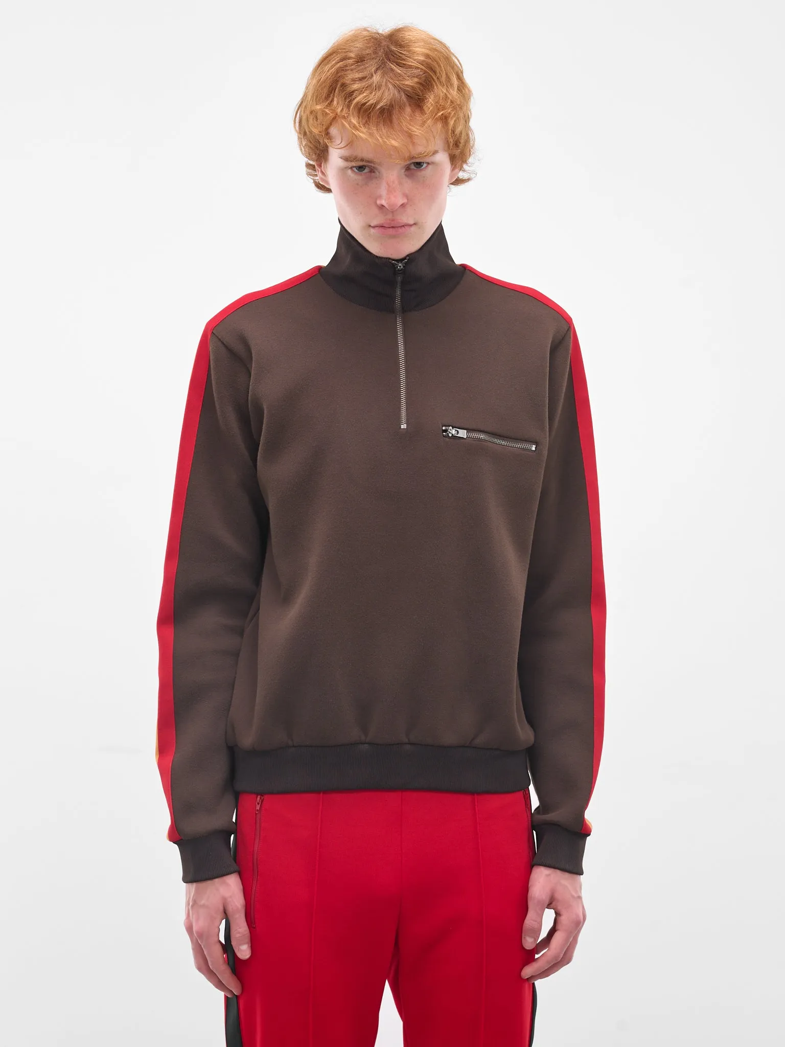 Striped Turtlneck Zip Sweater (S50GU0244-M20131-143-BROWN) sold by lorenzo