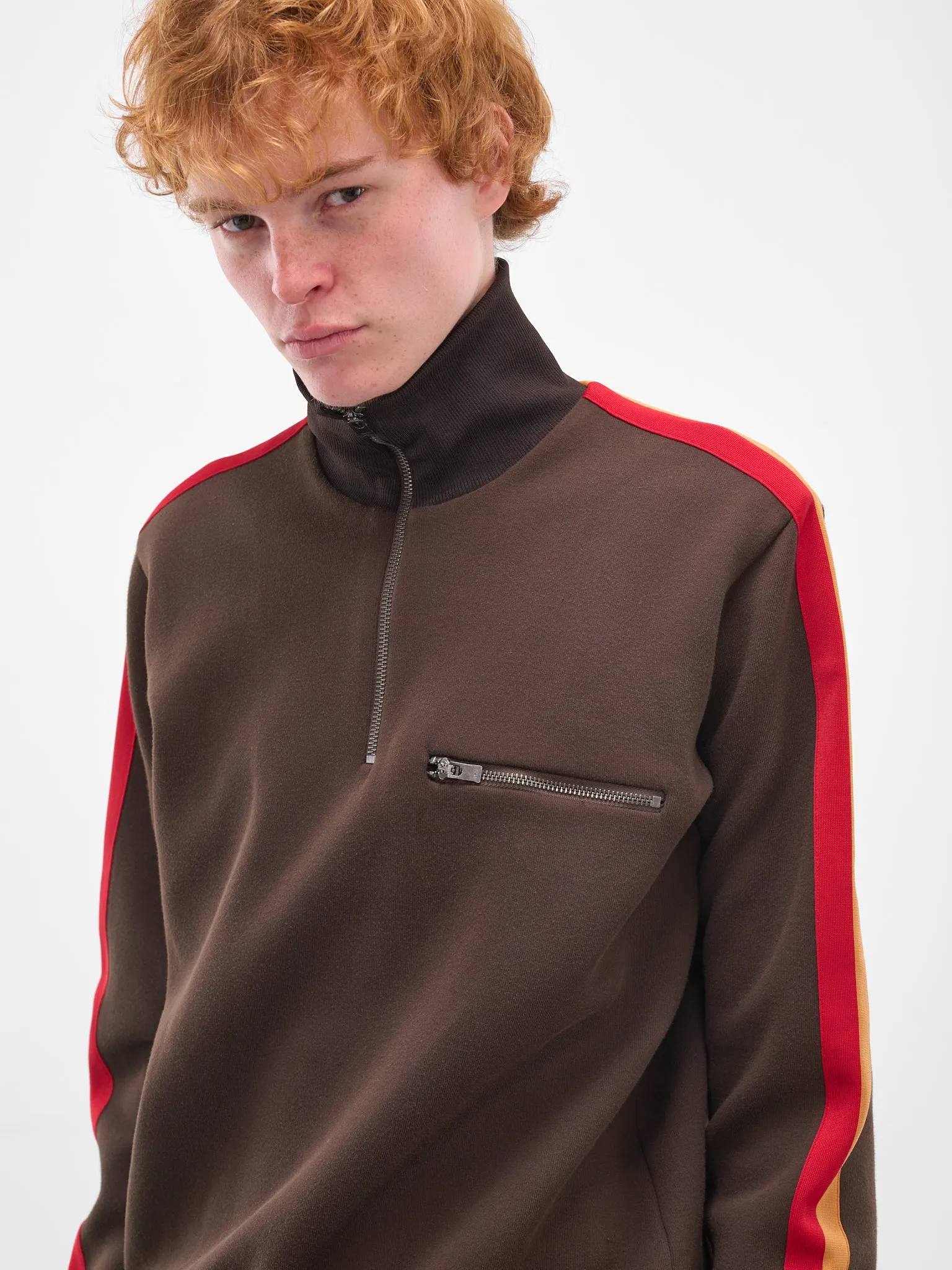 Striped Turtlneck Zip Sweater (S50GU0244-M20131-143-BROWN) sold by lorenzo product image thumbnail 4