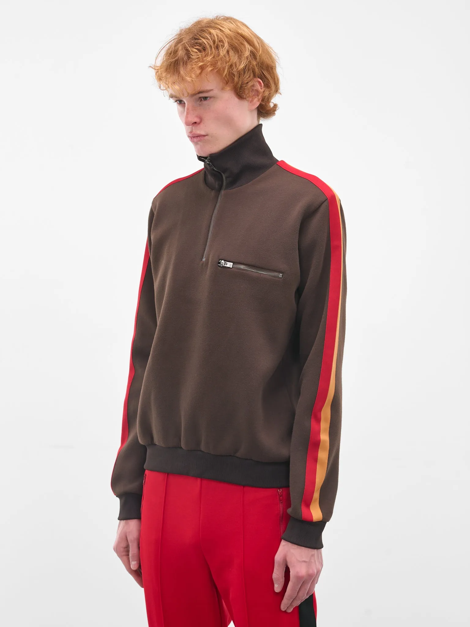 Striped Turtlneck Zip Sweater (S50GU0244-M20131-143-BROWN) sold by lorenzo product image thumbnail 2