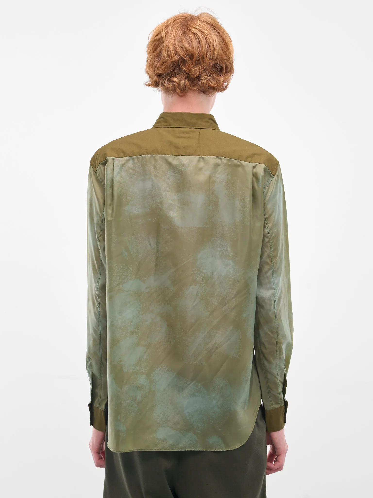 Green Abstract Button-Up Shirt (PP-B011-051-1-KHAKI) sold by lorenzo product image thumbnail 3