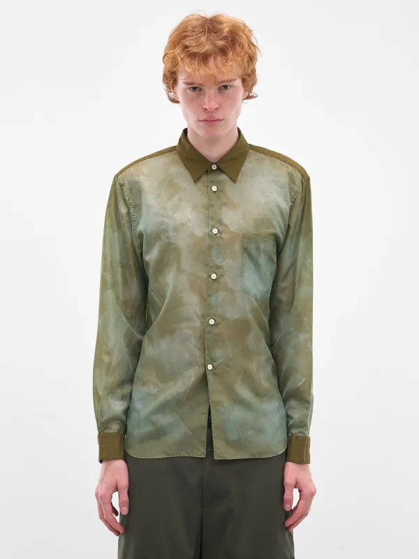 Green Abstract Button-Up Shirt (PP-B011-051-1-KHAKI) made by Comme des Garcons