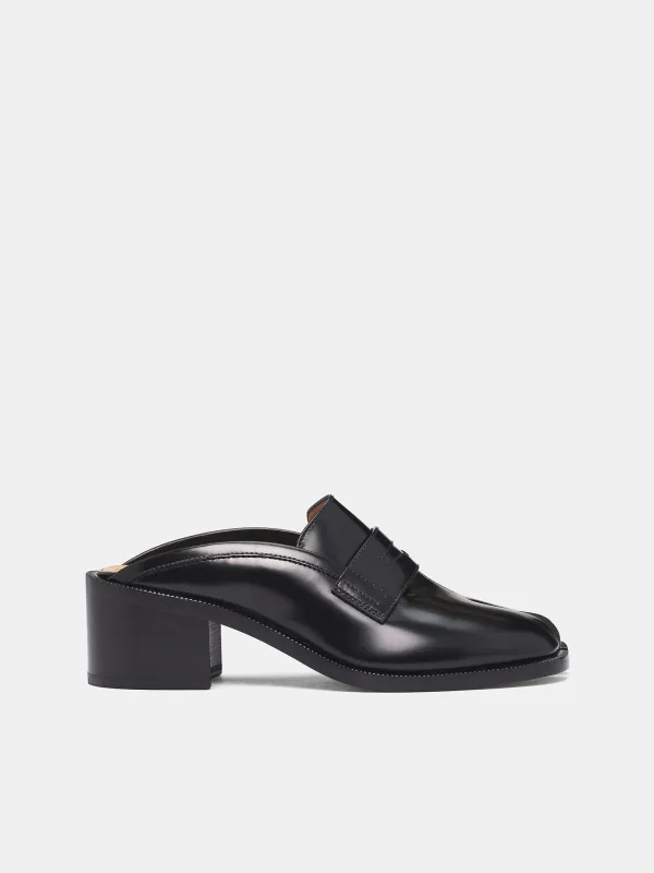 Black Polished Tabi Penny Loafers (S58WP0289-PS679-T8013-BLACK) sold by lorenzo