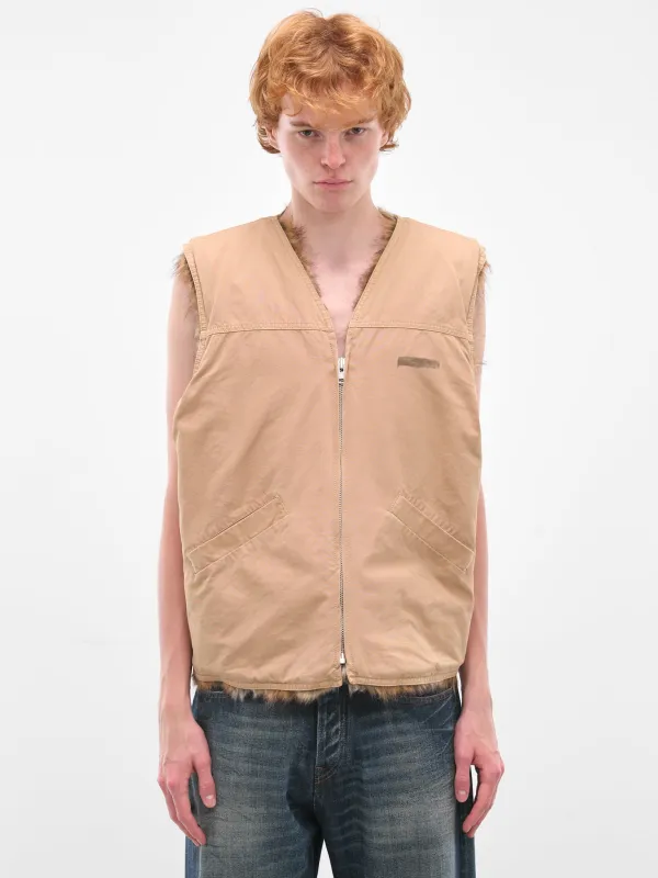 Beige Faux Fur Lined Vest (SH0FB0018-S78548-BEIGE) sold by lorenzo