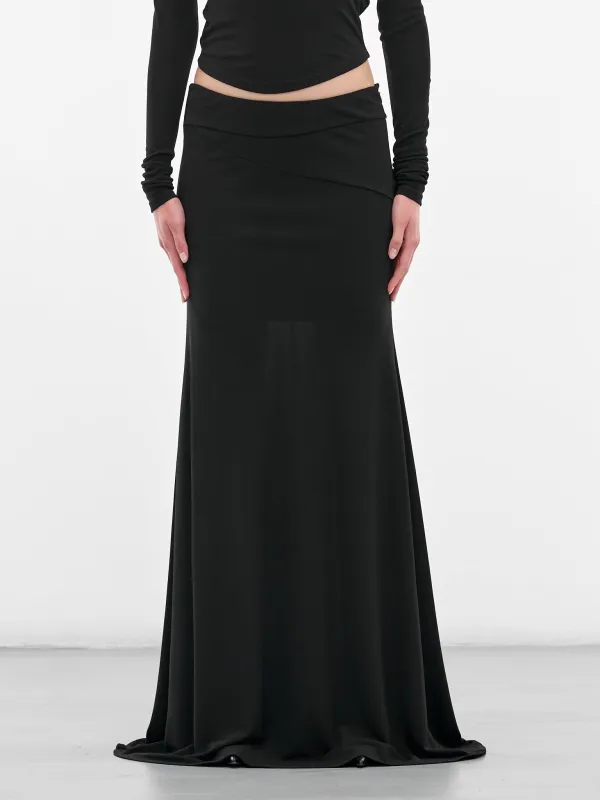 Black Long Lace-Up Skirt (#002117-232-BK-BLACK) sold by lorenzo