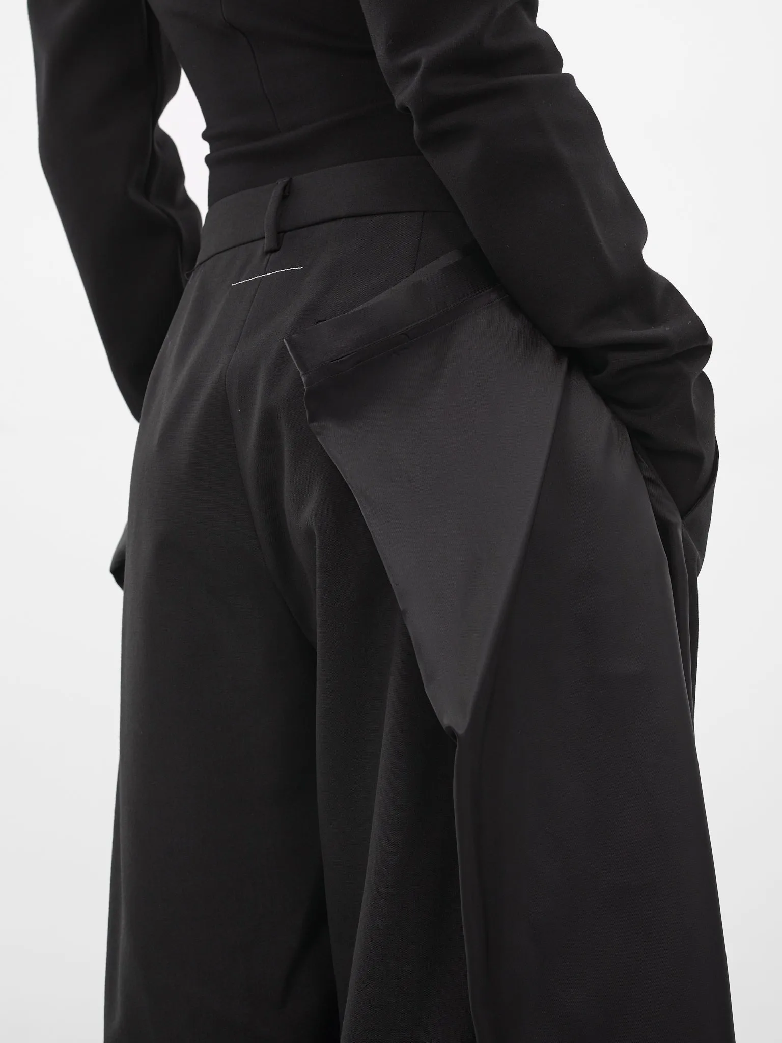 Black Deconstructed Wrap Layering Trousers (S62KB0246-M35436-899-BLACK) sold by lorenzo product image thumbnail 5