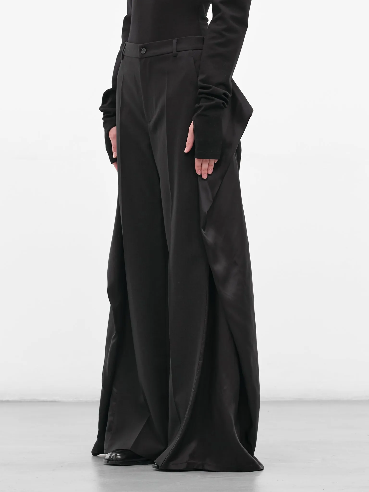 Black Deconstructed Wrap Layering Trousers (S62KB0246-M35436-899-BLACK) sold by lorenzo product image thumbnail 2