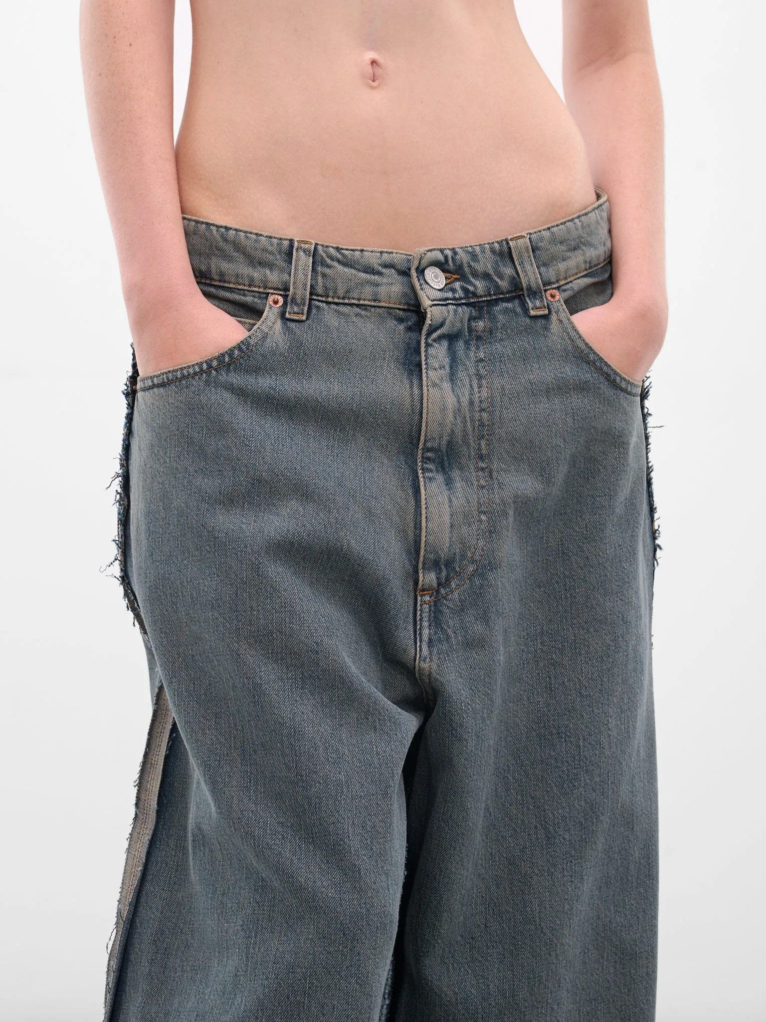 Blue Denim Deconstructed Baggy Jeans (S52LA0265-S30844-963-BLUE) sold by lorenzo product image thumbnail 4