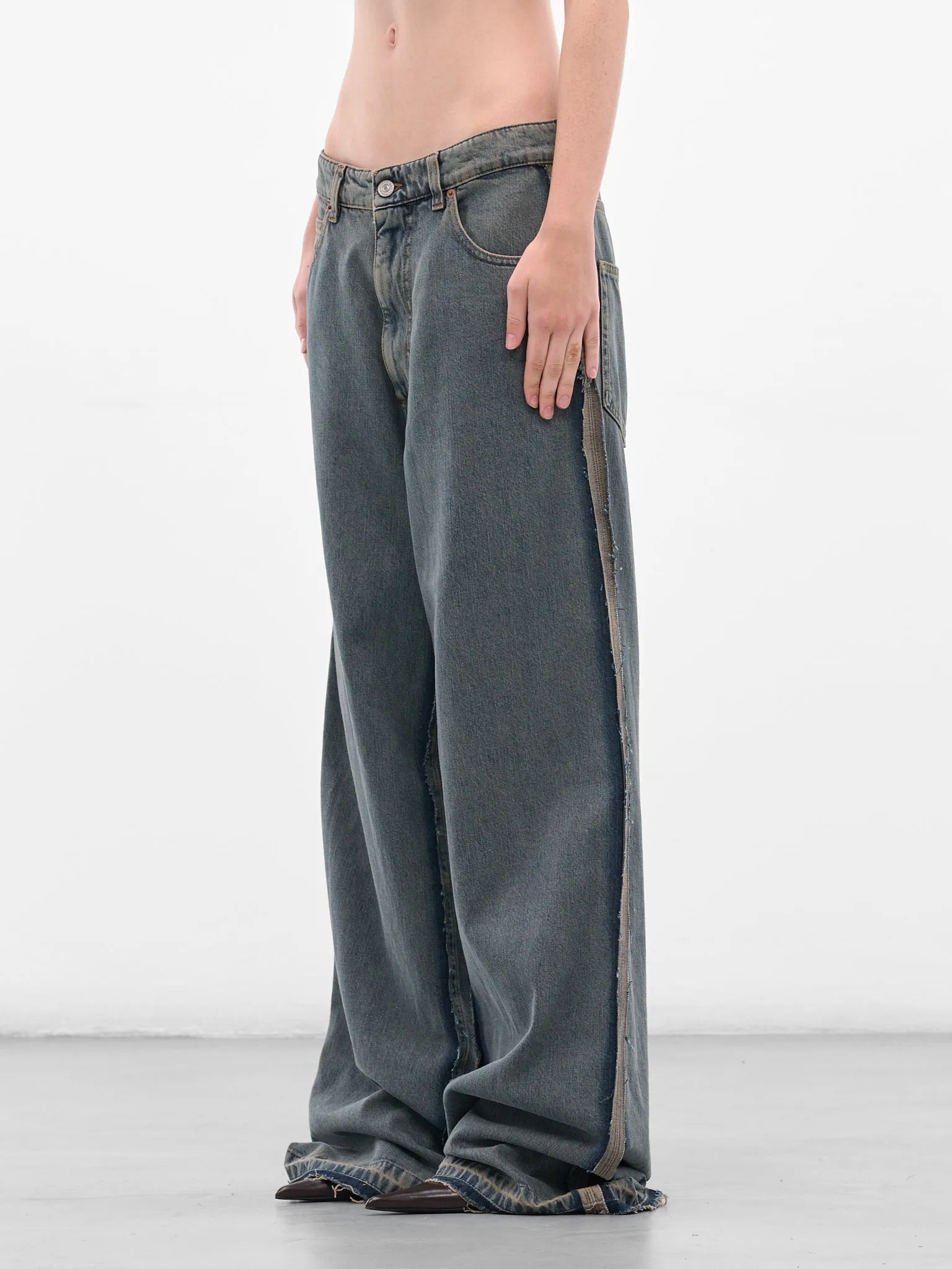 Blue Denim Deconstructed Baggy Jeans (S52LA0265-S30844-963-BLUE) sold by lorenzo product image thumbnail 2