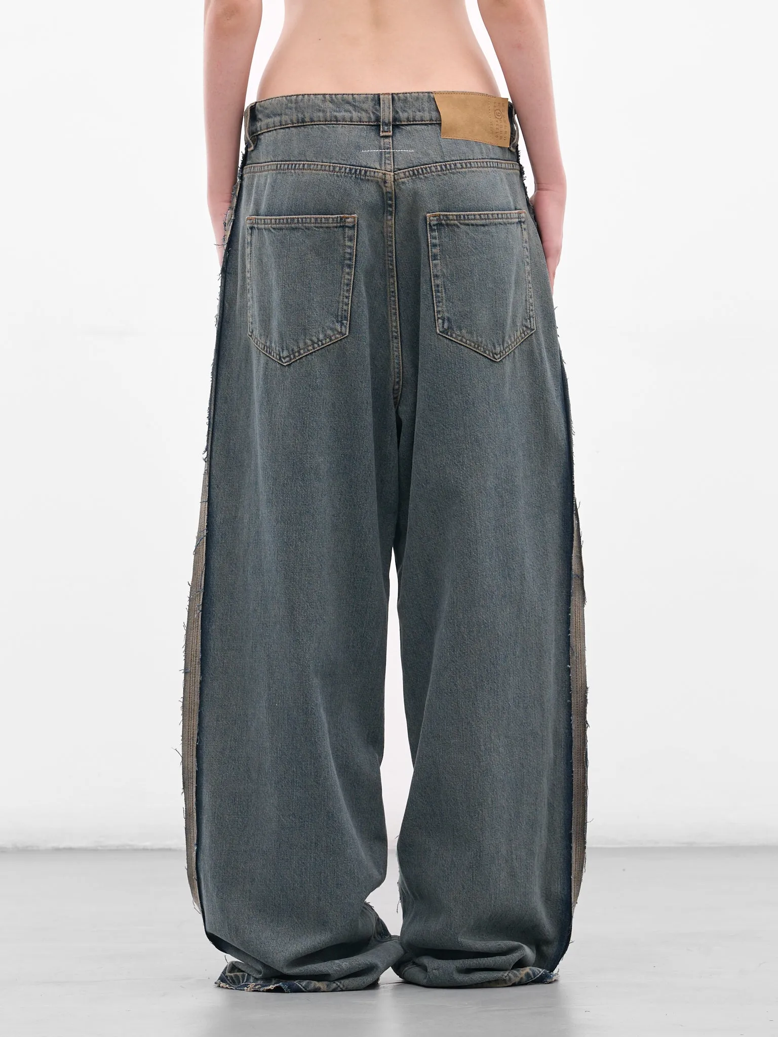 Blue Denim Deconstructed Baggy Jeans (S52LA0265-S30844-963-BLUE) sold by lorenzo product image thumbnail 3