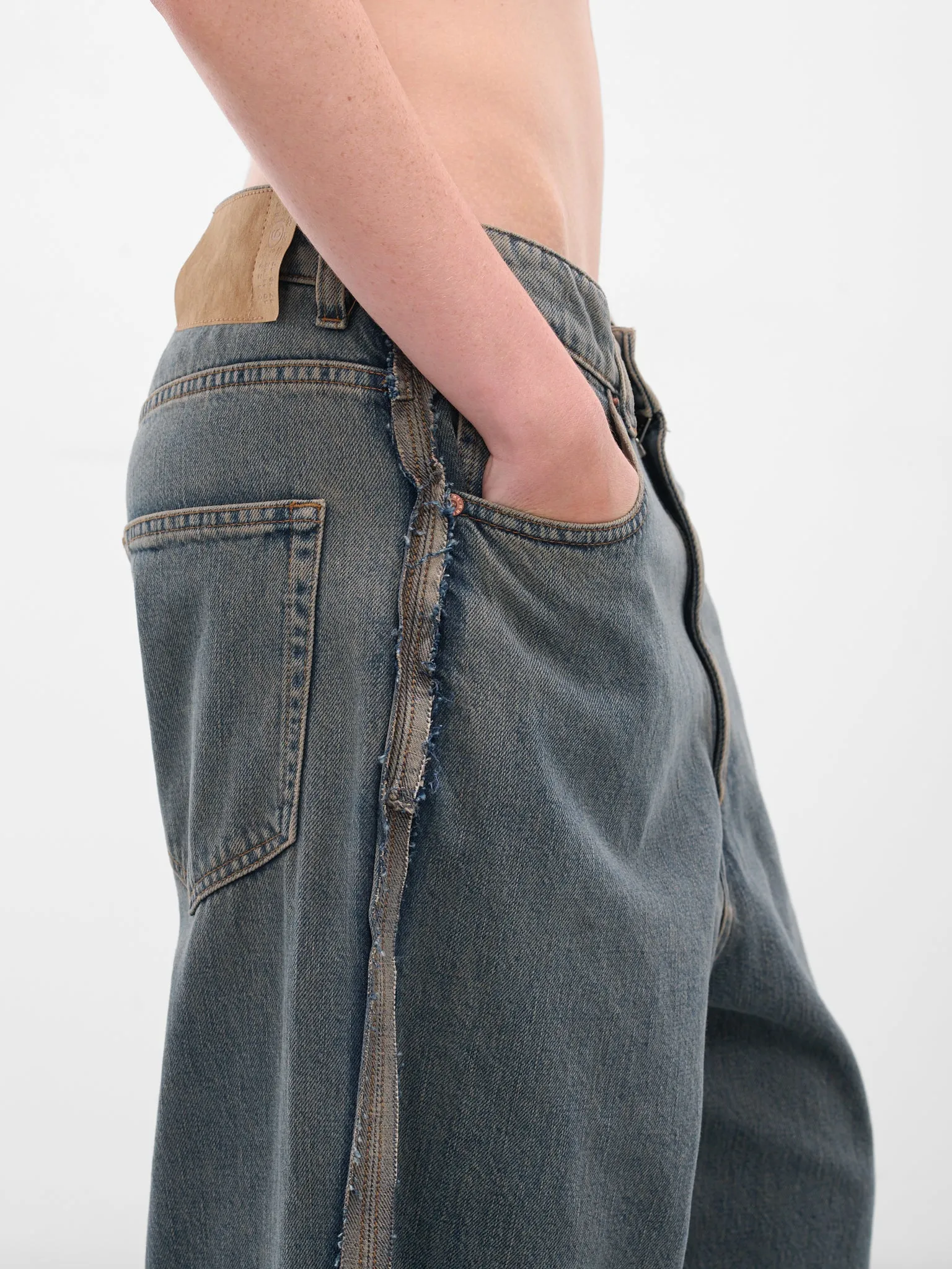 Blue Denim Deconstructed Baggy Jeans (S52LA0265-S30844-963-BLUE) sold by lorenzo product image thumbnail 5