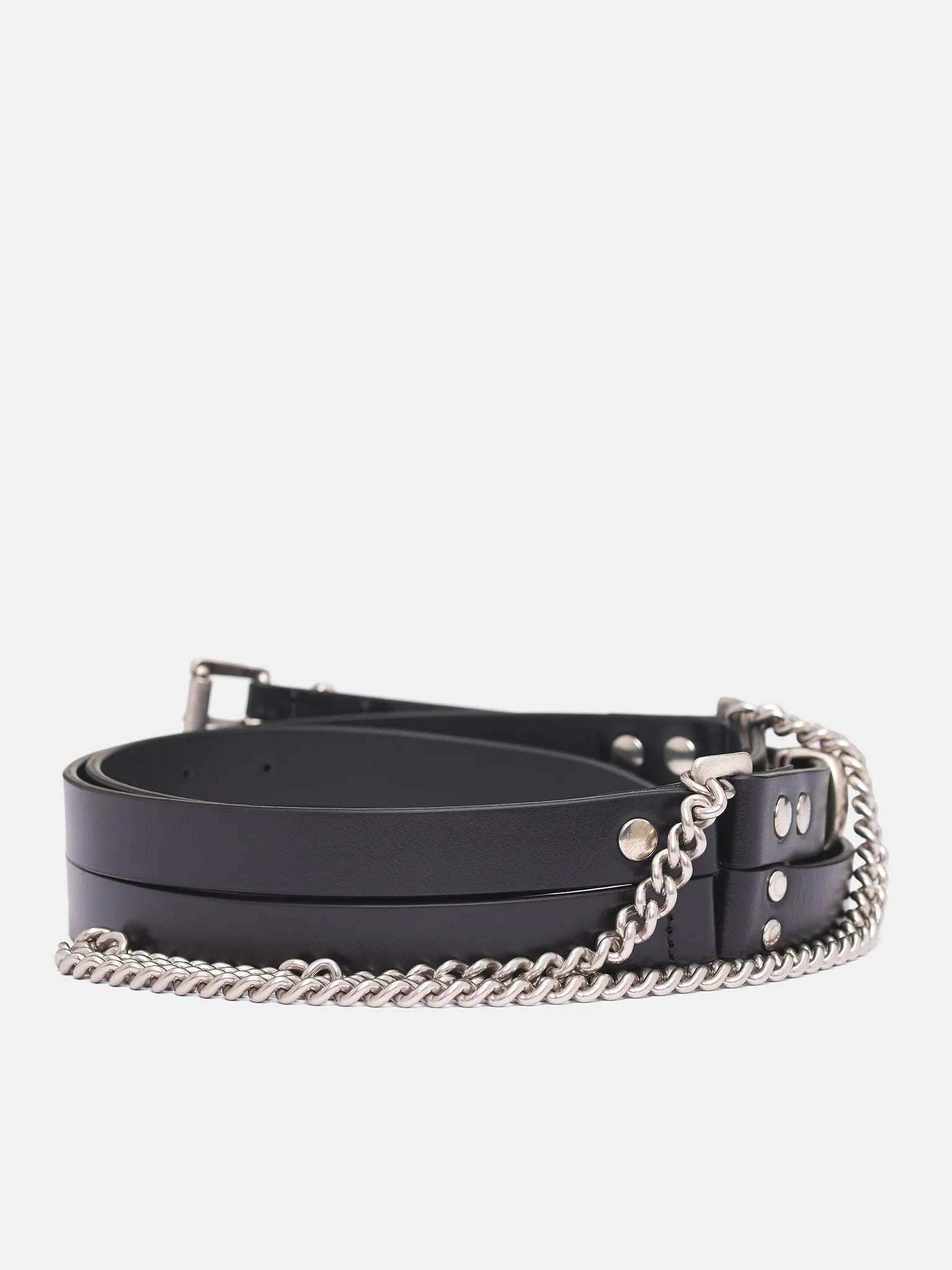 Black Leather Luen Double Belt (B0013391-LT128-099-BLACK) sold by lorenzo product image thumbnail 2