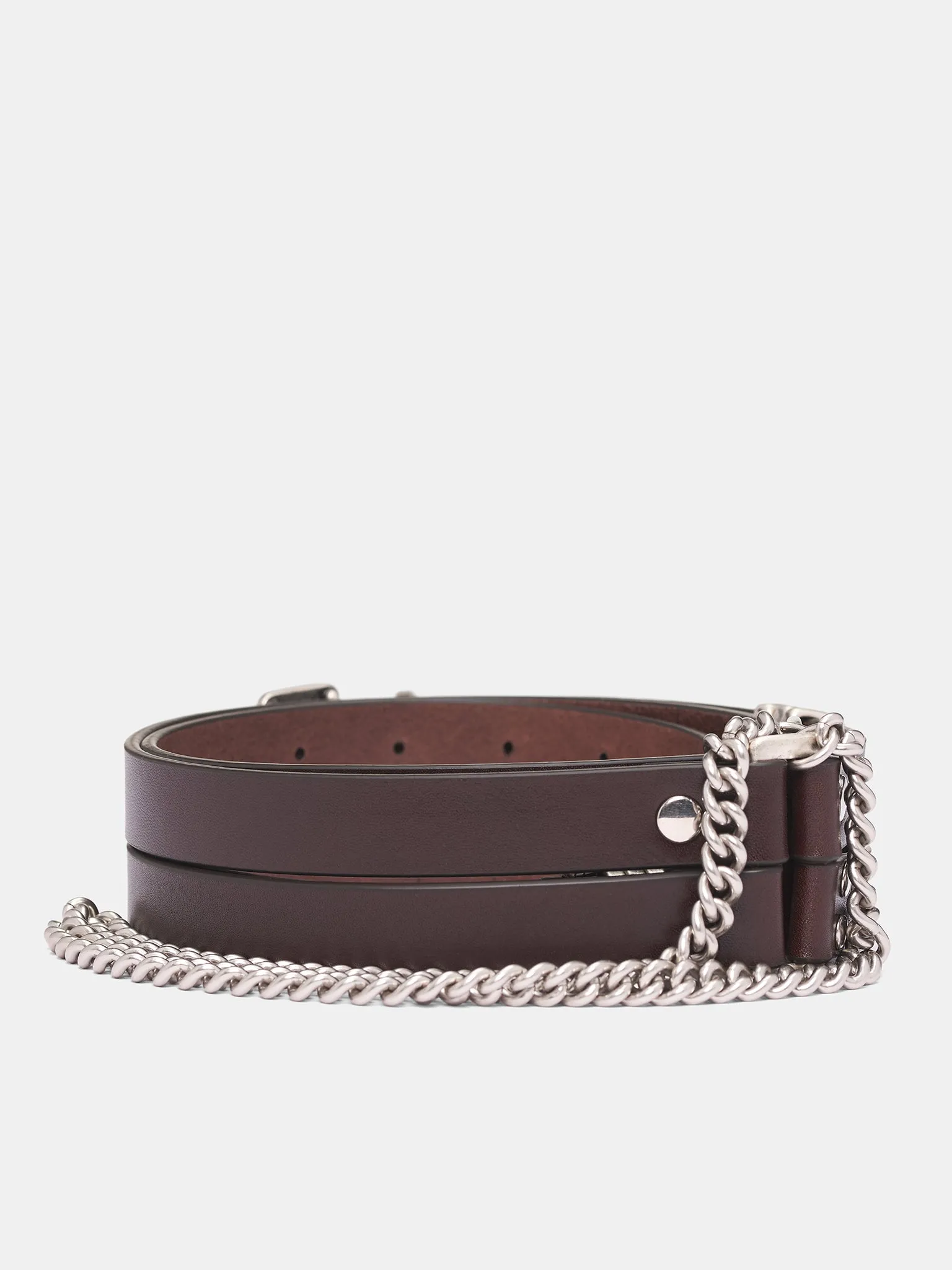 Brown Leather Luen Double Belt (B0013393-LT128-068-DARK-BROWN) sold by lorenzo product image thumbnail 2