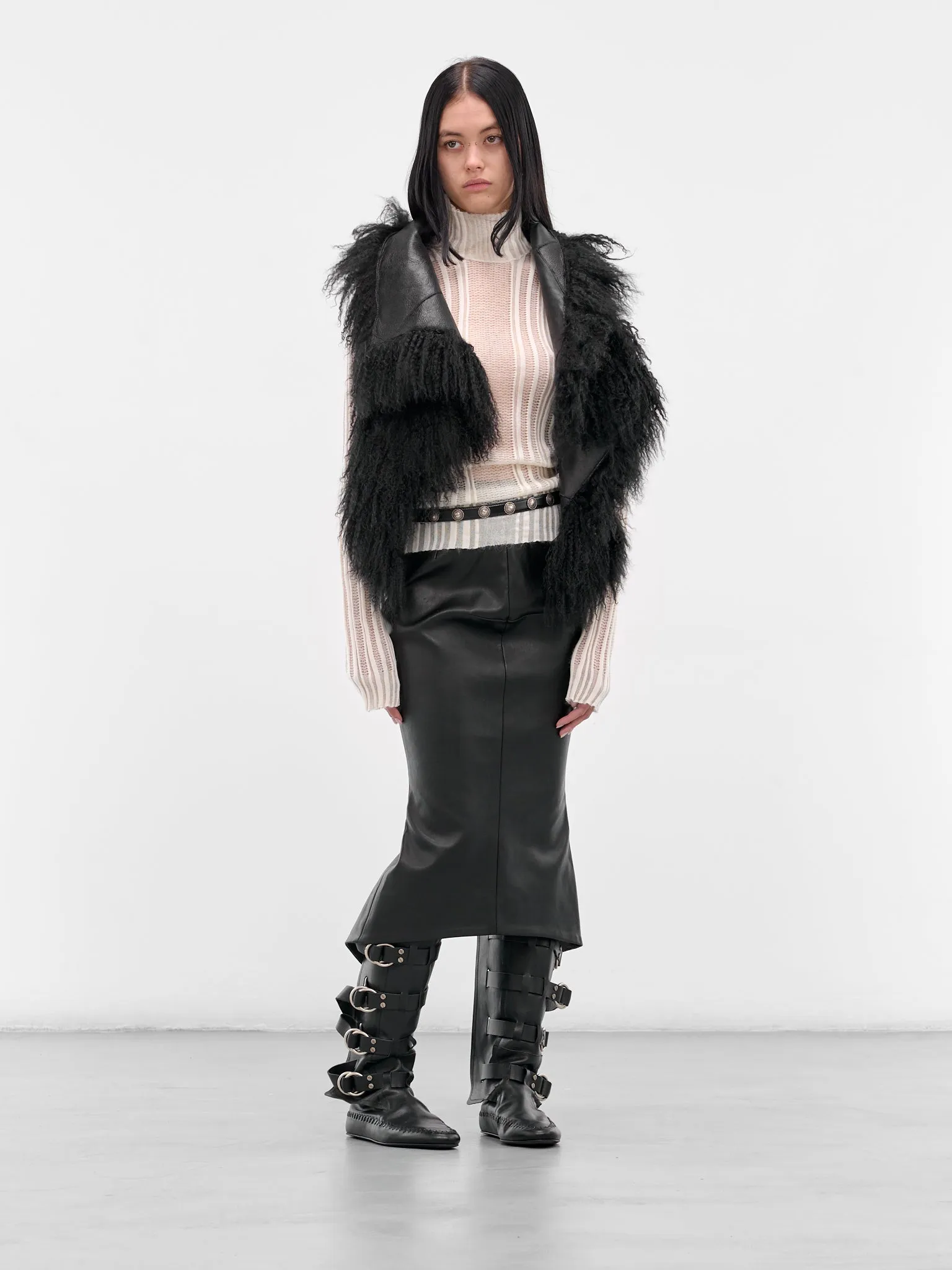 Black Leather Reka Studded Belt (B0013387-LT128-099-BLACK) sold by lorenzo product image thumbnail 3