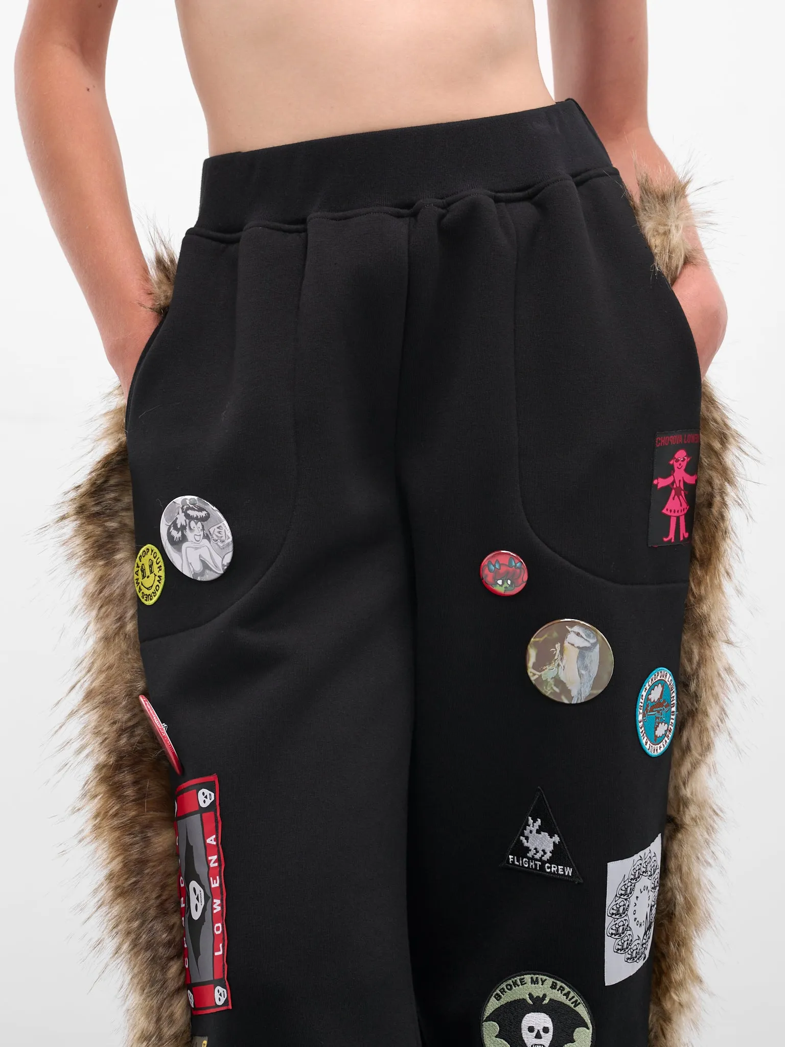 Black Fur Trim Patch Sweatpants (4065-FUR-BLACK-MULTI) sold by lorenzo product image thumbnail 4