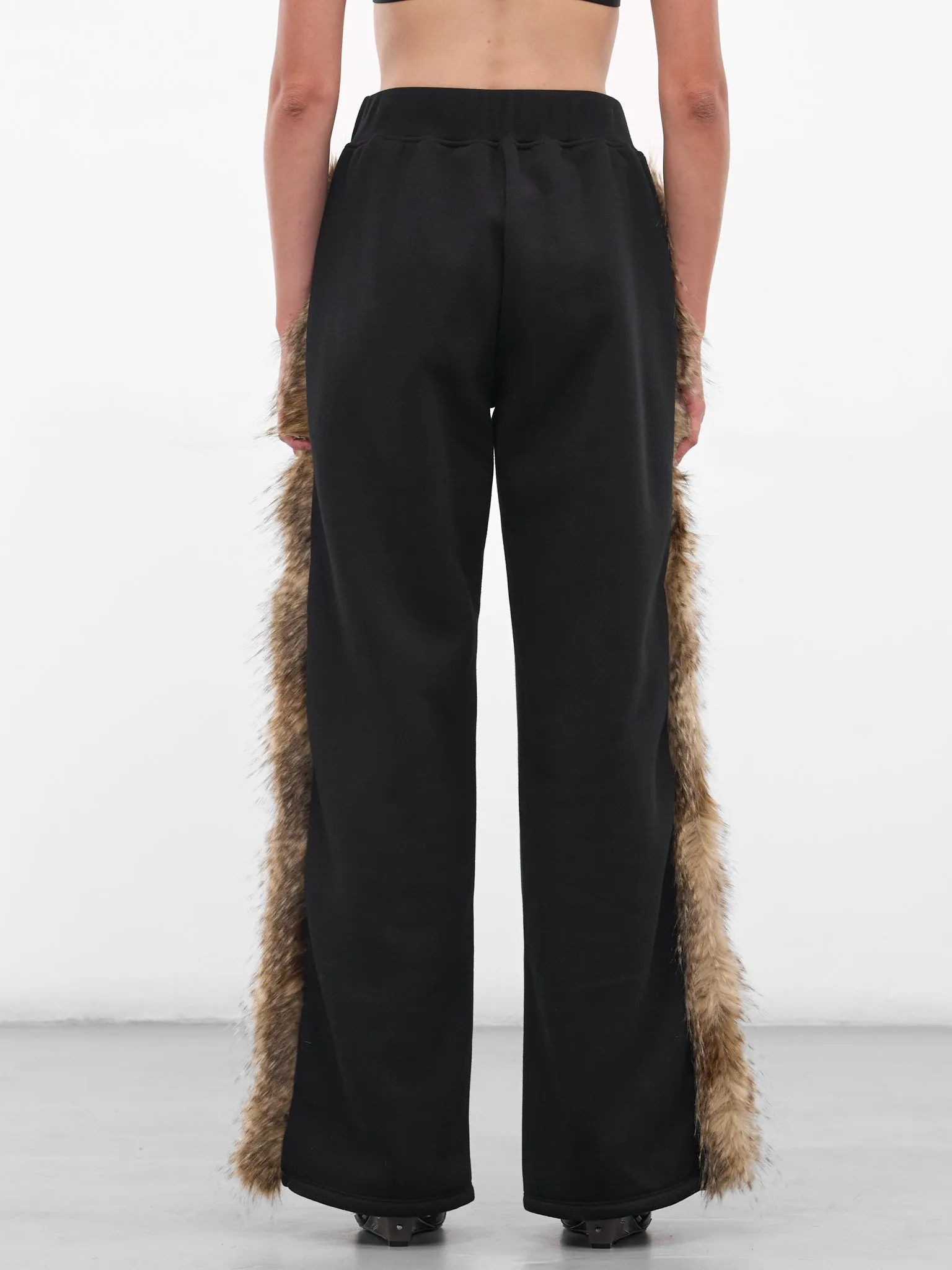 Black Fur Trim Patch Sweatpants (4065-FUR-BLACK-MULTI) sold by lorenzo product image thumbnail 3