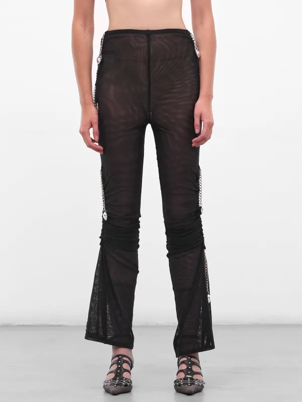 Black Sonicscape Mesh Flare Leggings (4060-SONICSCAPE-BLACK) sold by lorenzo