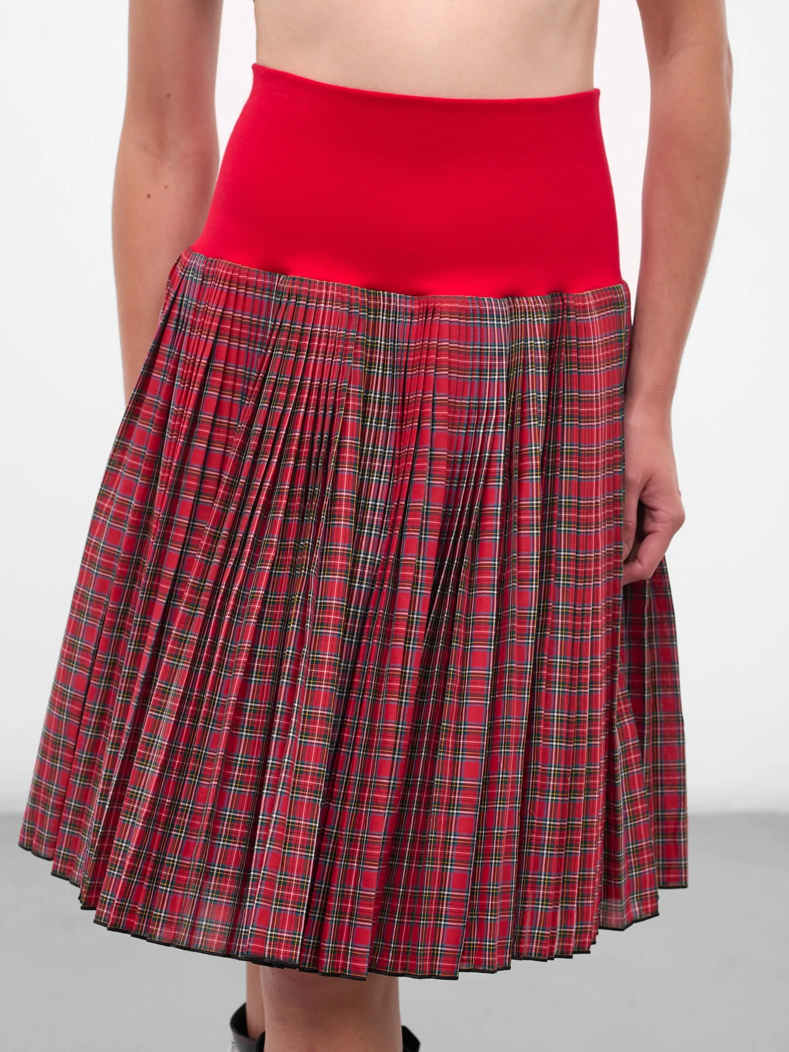 Red Fret Tartan Midi Skirt (3275-FRET-RED) sold by lorenzo product image thumbnail 5
