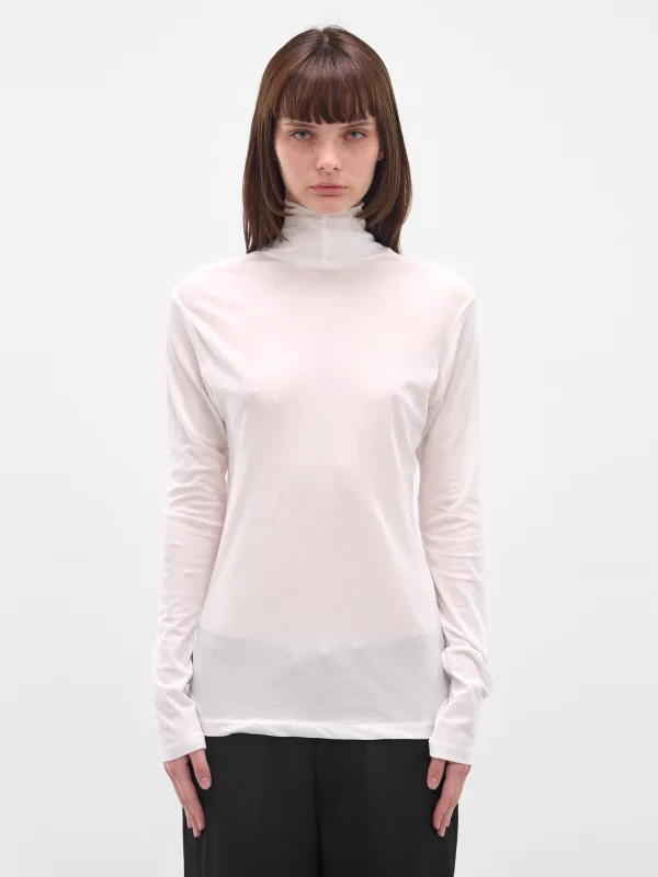 White Cotton Jersey Turtleneck (FL-T04-070-1-OFF-WHITE) sold by lorenzo