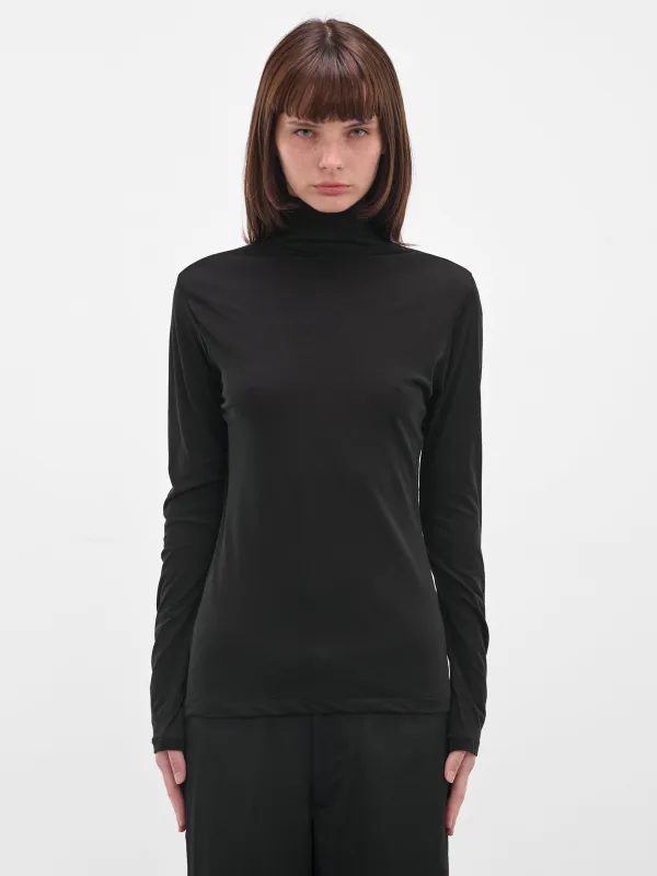Black Cotton Jersey Turtleneck (FL-T04-070-3-BLACK) sold by lorenzo