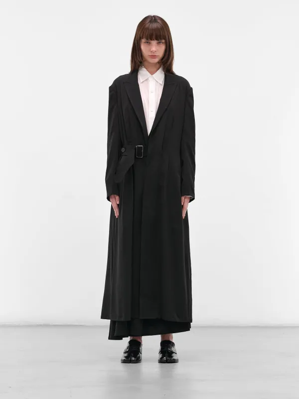 Black Crepe Belted Coat (FL-C60-500-1-BLACK) sold by lorenzo